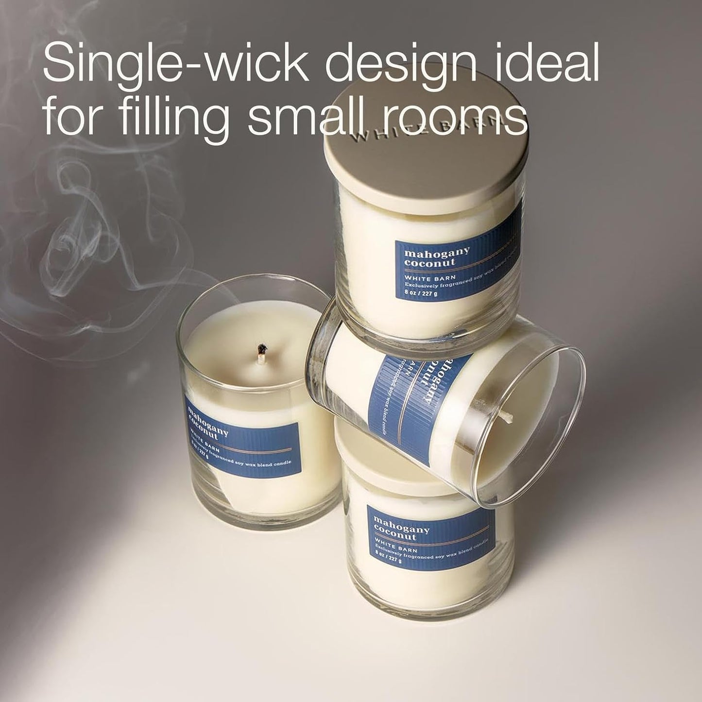Bath & Body Works Single Wick Candle, Mahogany Coconut Candle, Long-Lasting Burn Up to 45 Hours, Exclusively Fragranced Soy Wax Blend, 8 oz - 1 Pack