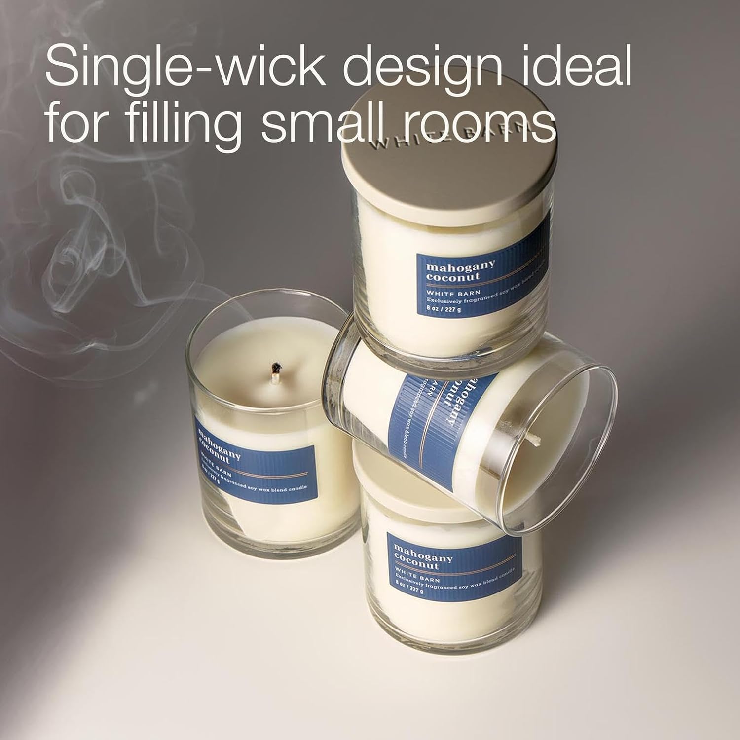 Bath & Body Works Single Wick Candle, Mahogany Coconut Candle, Long-Lasting Burn Up to 45 Hours, Exclusively Fragranced Soy Wax Blend, 8 oz - 1 Pack