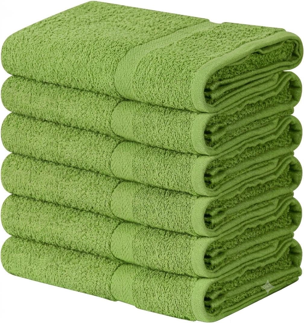 Towel and Linen Mart Cotton White 6 Pack Bath Towel Set,Quick Dry,Absorbent,Light Weight, Soft Feel, Premium Towels for Hotel, Spa and Bathroom (24 x 48) (Green, 24 X 48 6 Pack)