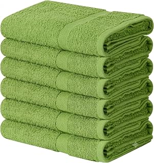 Towel and Linen Mart Cotton White 6 Pack Bath Towel Set,Quick Dry,Absorbent,Light Weight, Soft Feel, Premium Towels for Hotel, Spa and Bathroom (24 x 48) (Green, 24 X 48 6 Pack)