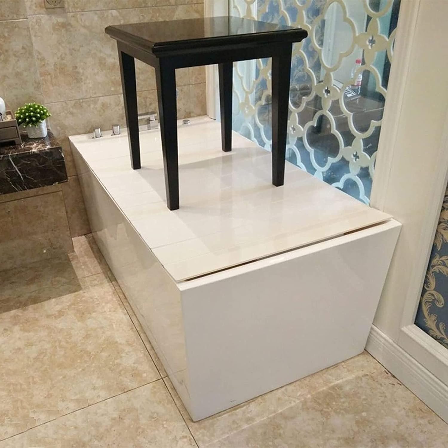 Bathtub Caddy Tray Spa Bathtub Caddy Organizer Bottom Bathroom Organizer 1.2cm Thick Folding Dust Board Bathtub Insulation Cover White (80x135cm)