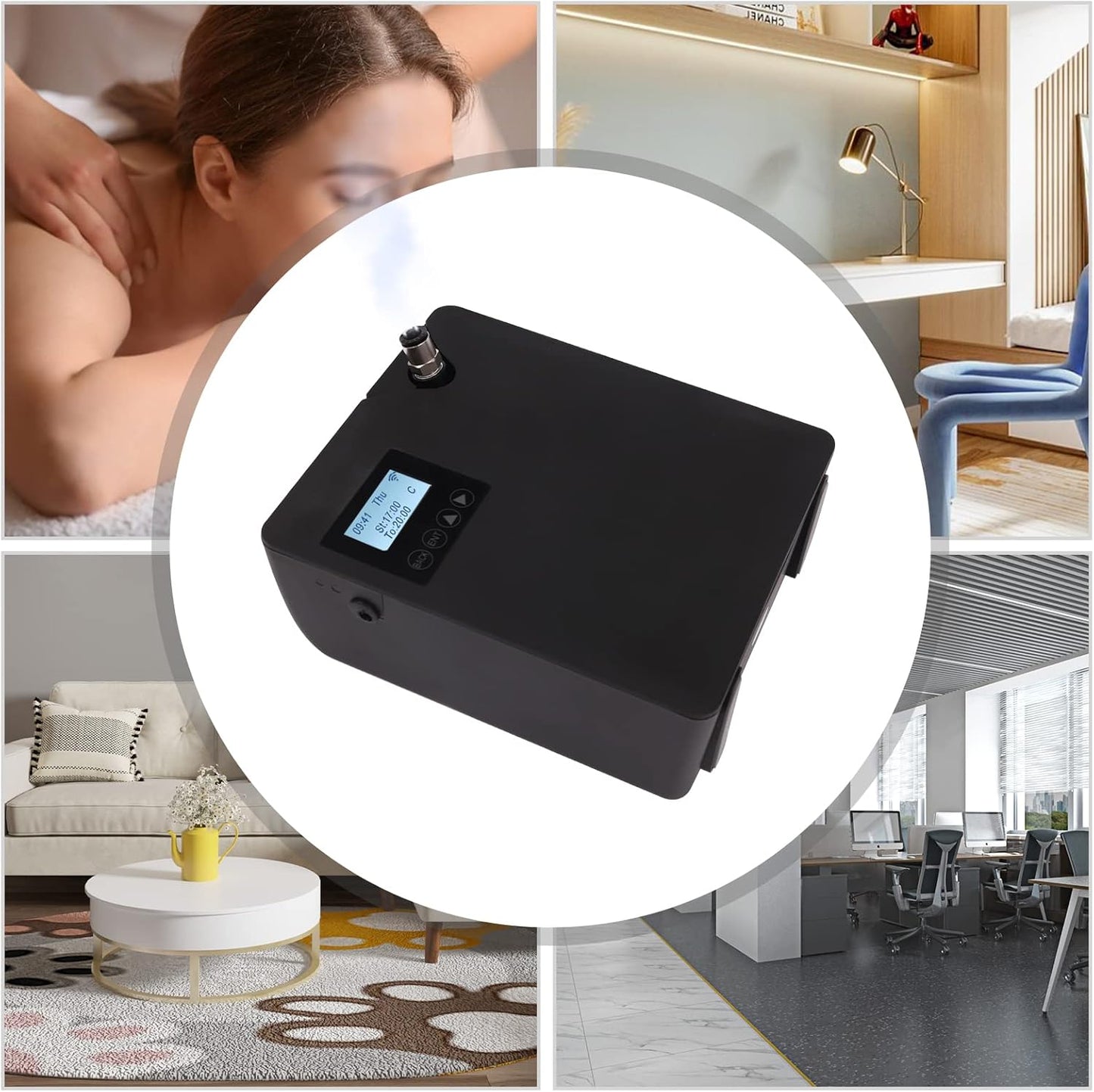 Smart Scent Essential Oil Diffuser, Professional Waterless Nebulizing Scent Air 300ml, HVAC Scent Diffuser for Home, Hall, Hotel, Office, Spa - Black