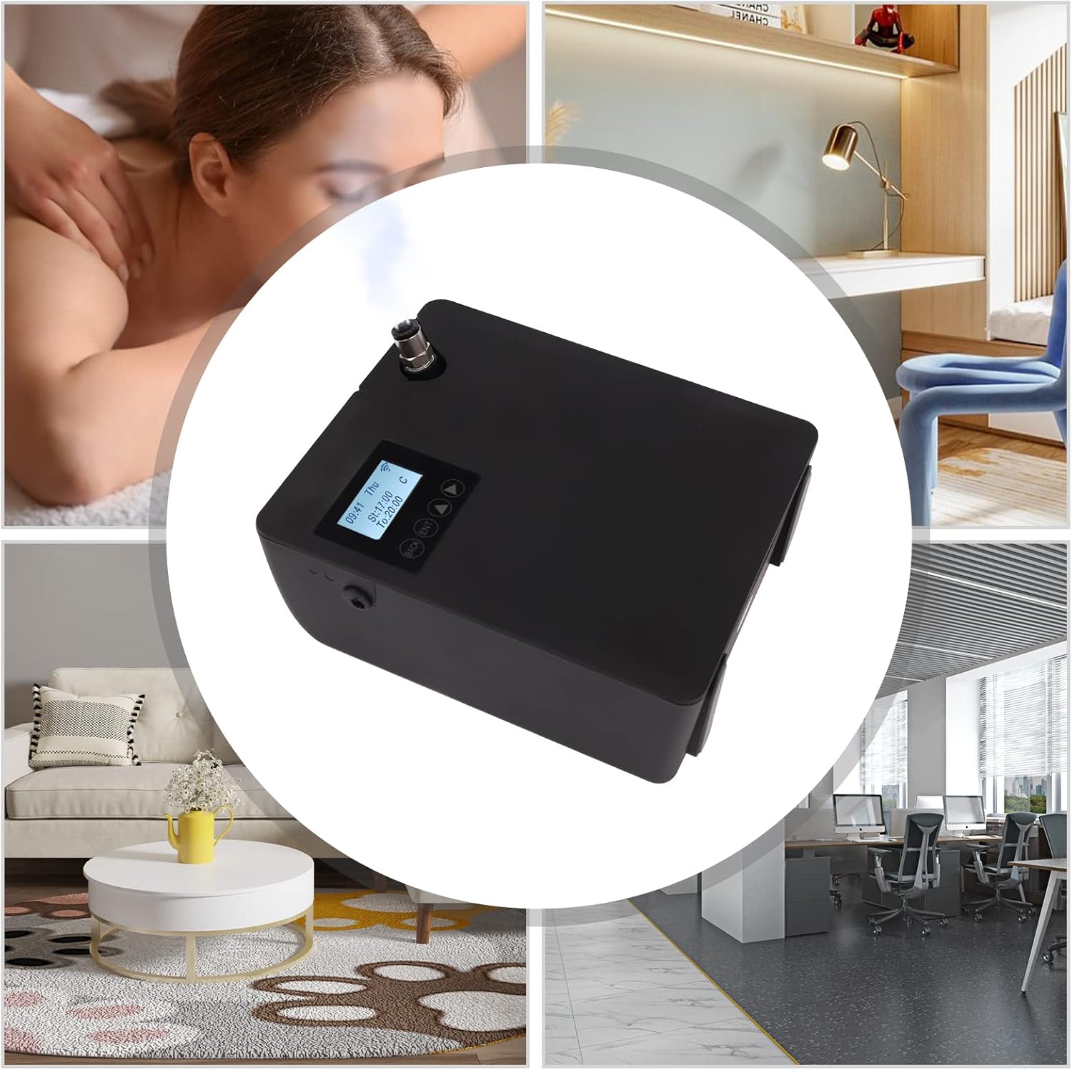 Smart Scent Essential Oil Diffuser, Professional Waterless Nebulizing Scent Air 300ml, HVAC Scent Diffuser for Home, Hall, Hotel, Office, Spa - Black