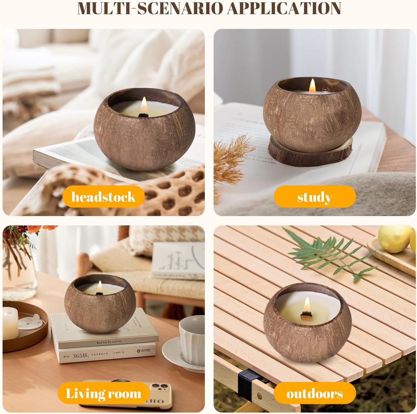 Natural Aromatherapy Scented Candle – 60-Hour Burn | 100% Soy Wax | Clean Burning Rosewood Wick | Coconut Shell Home Gift Candle (Sandalwood Rose)