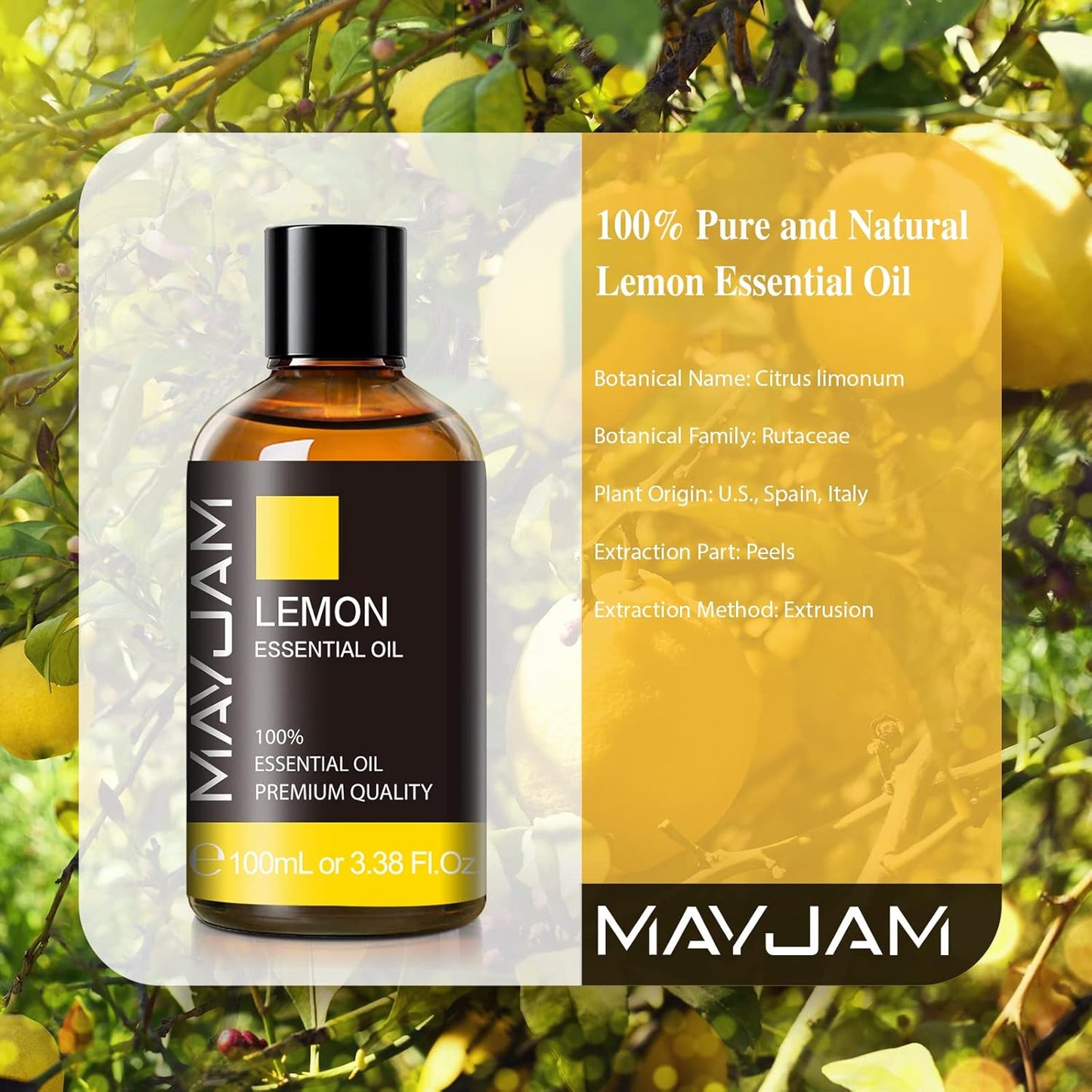MAYJAM 100ML/3.38FL.OZ Lemongrass Essential Oil and Lemon Essential Oil