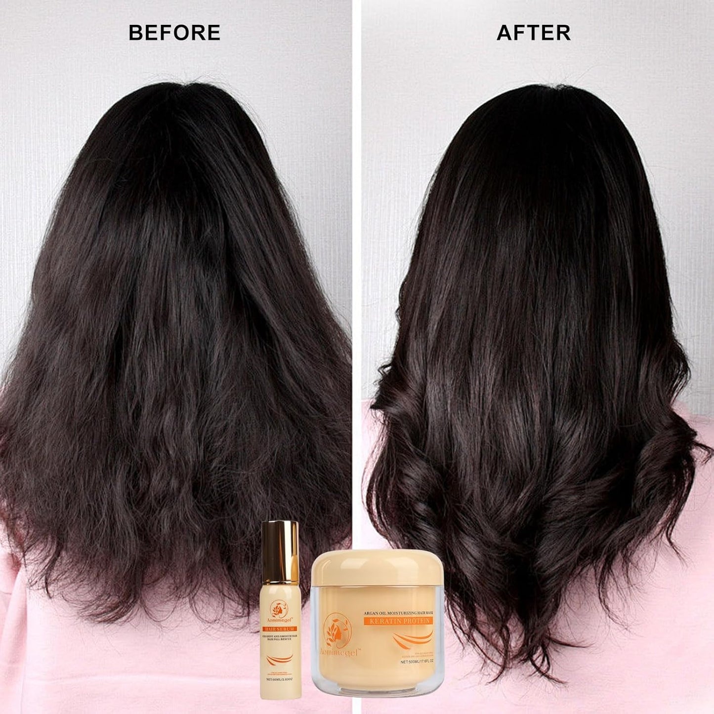 Hair Mask Argan Oil Set Deep Repair Conditioning Collagen Hair Treatment for Dry and Damaged Hair All Hair Types 16.9 fl oz + 2 fl oz