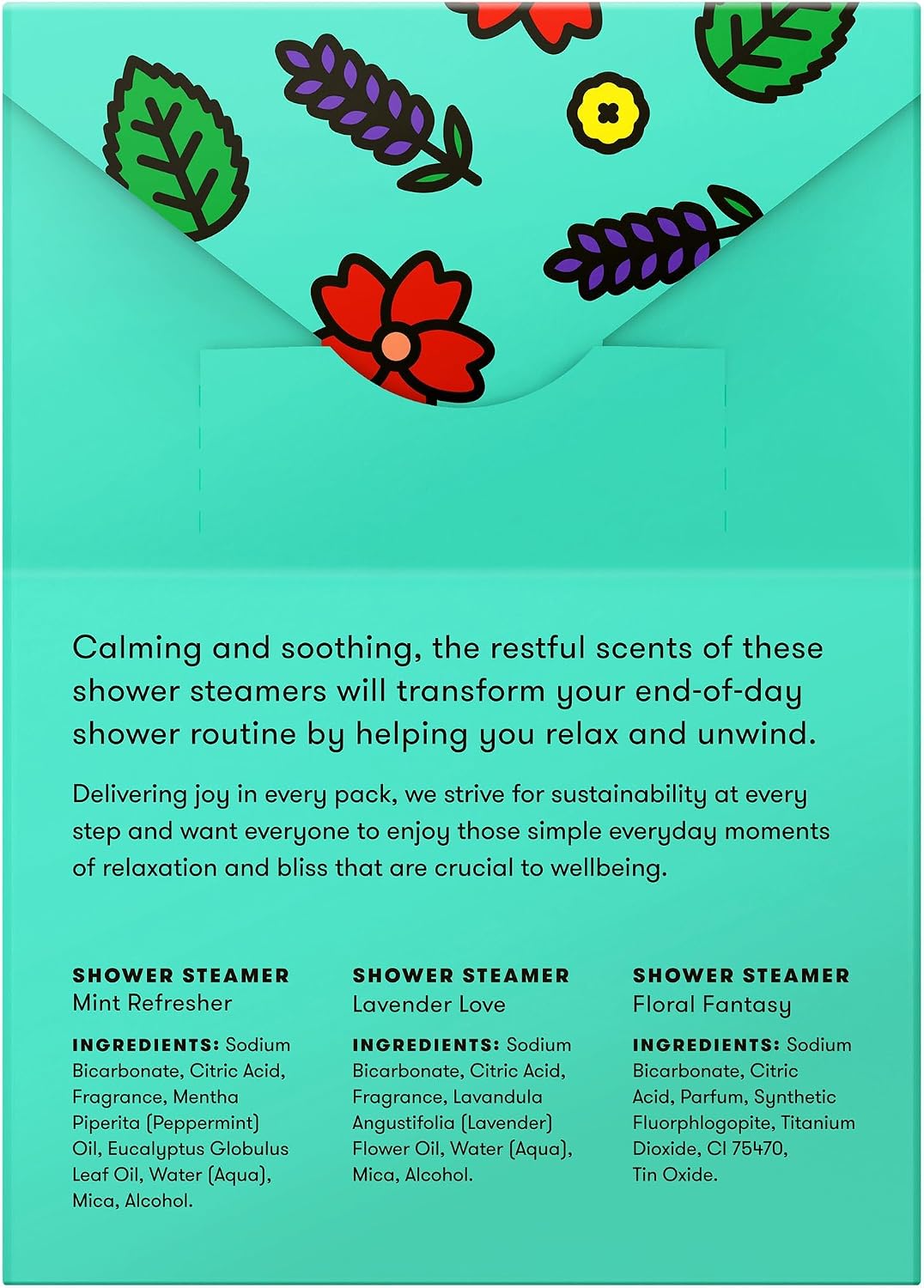 ANIHANA Shower Steamers Mellow Me 3 Pack Gift Set with Essential Oils, Paraben Free, Mint Refresher, Lavender Love, Floral Fantasy, 1.76 oz Each