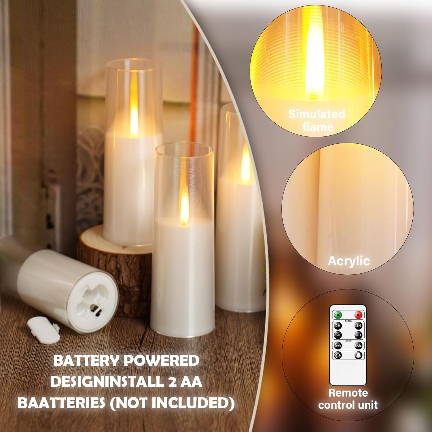 kakoya Flameless LED Candles Upgraded Realistic Flickering Flame,7Pcs Battery Operated Candles with Remote Timers,LED Pillar Candles for Home Decor,Christmas,and Parties（White）