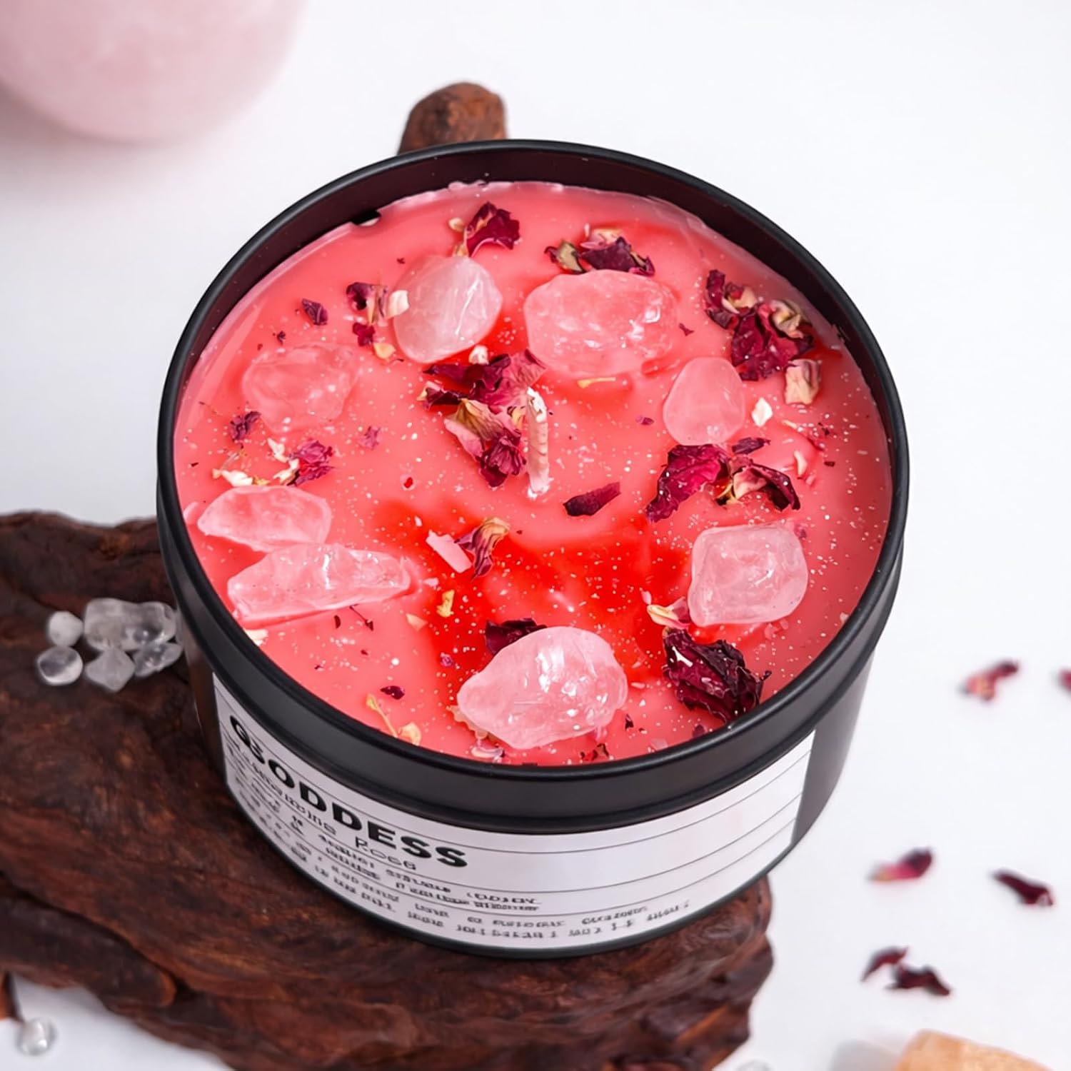 Inner Goddess – Rose Quartz Candle | Vegan Spiritual Candle for Self-Love, Heart Healing & Feminine Energy | Christmas Gift