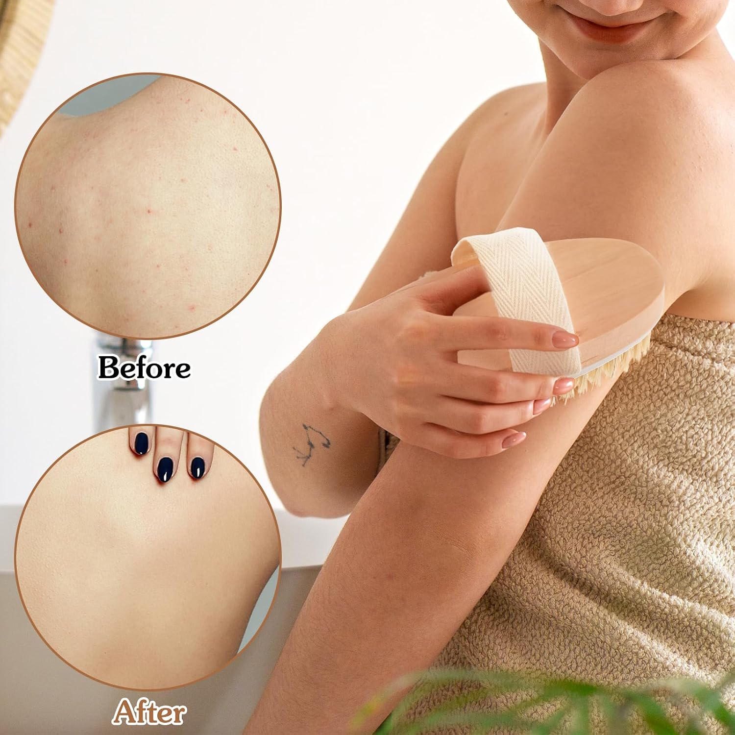 Molain 10 Pcs Dry Brushing Body Brush, Natural Bristle Exfoliating Brush Exfoliating Brushes with Massage Nodule Dry Skin Body Scrubber for Shower Blood Circulation, Deep Exfoliation for Smooth Skin