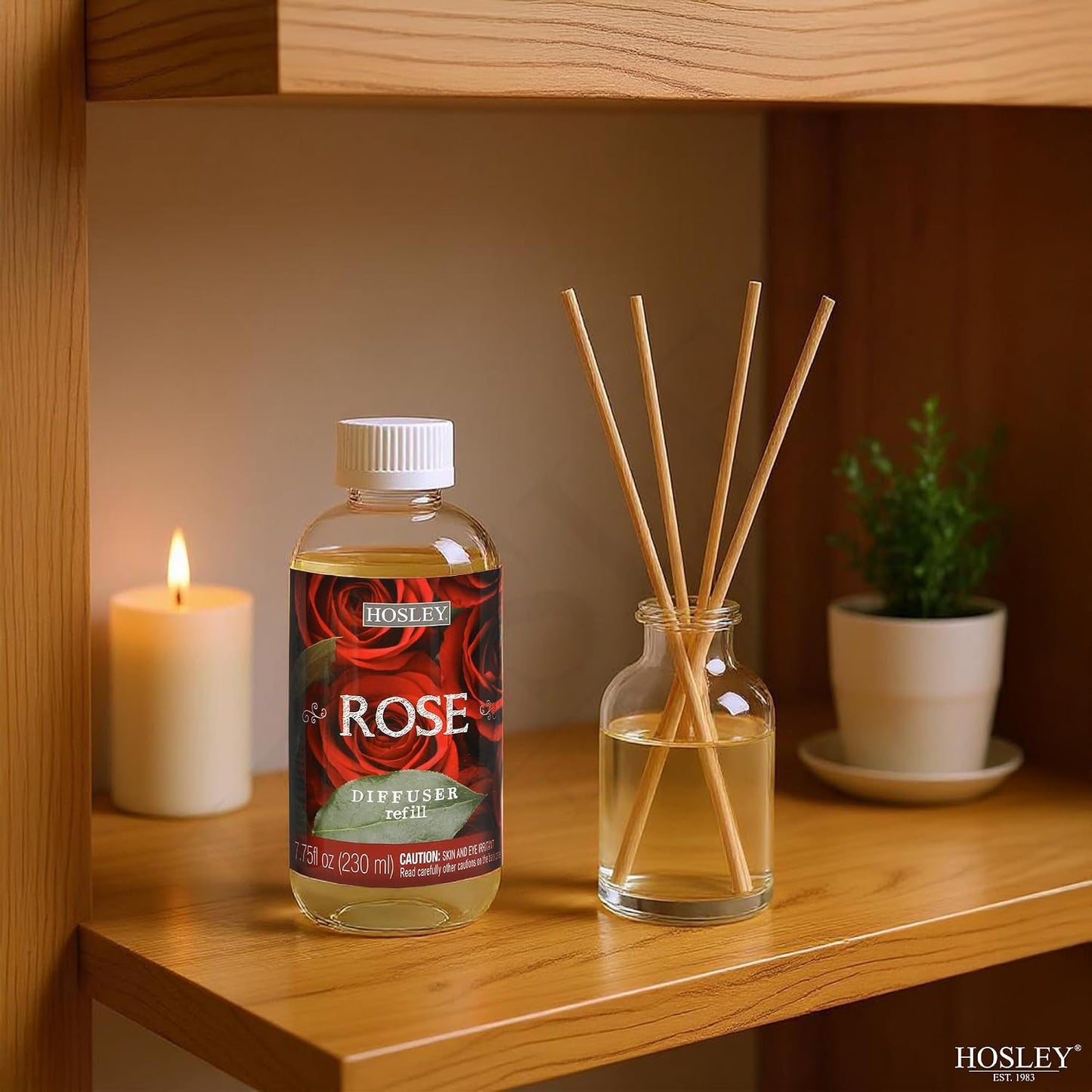 Hosley Set of 2 Premium Rose Diffuser Refills Oil 230 Milliliters Each Ideal Gift for Weddings Spa Reiki Meditation Settings