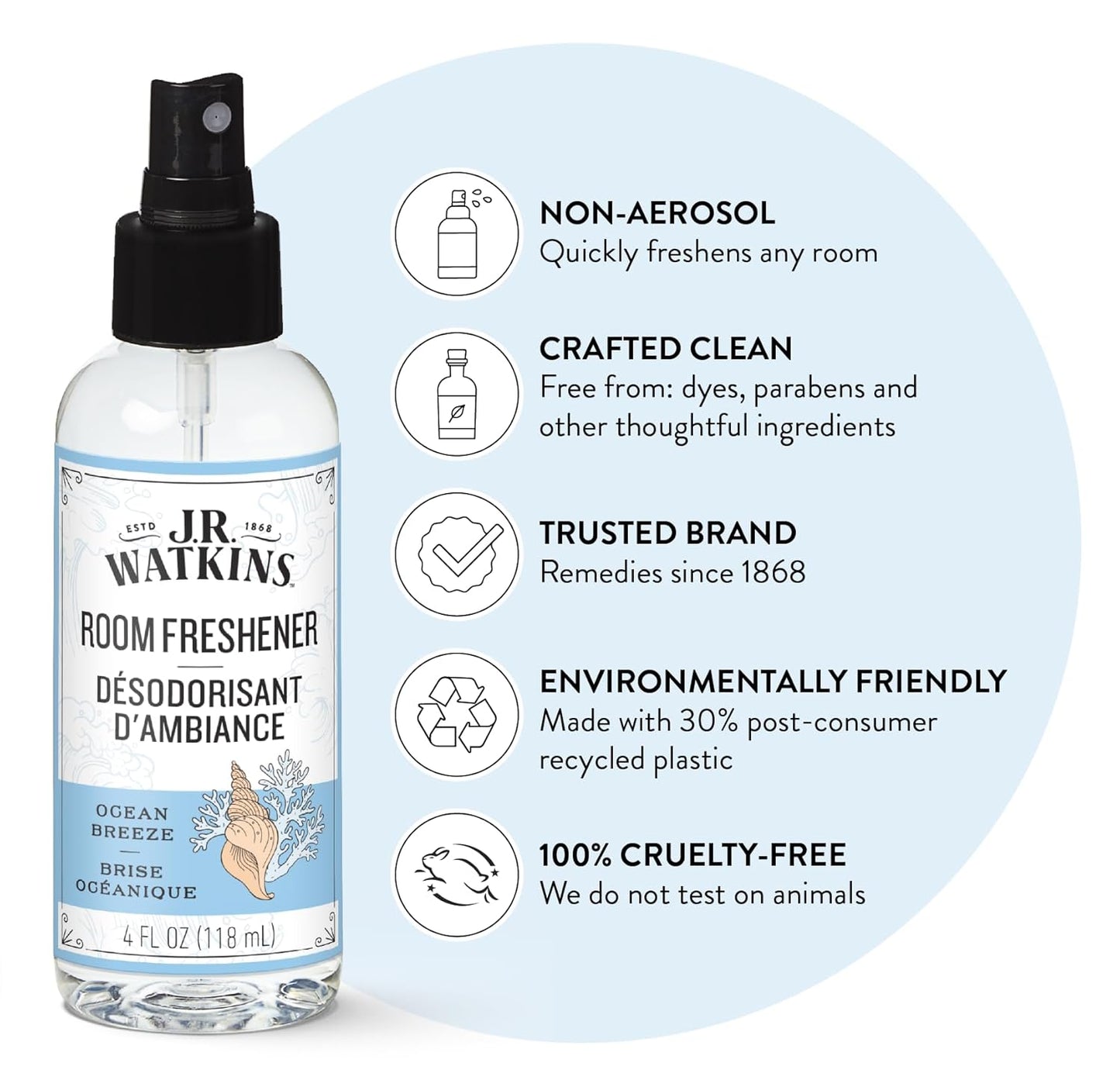 J.R. Watkins Room Freshener - Ocean Breeze - 4 Fl Oz