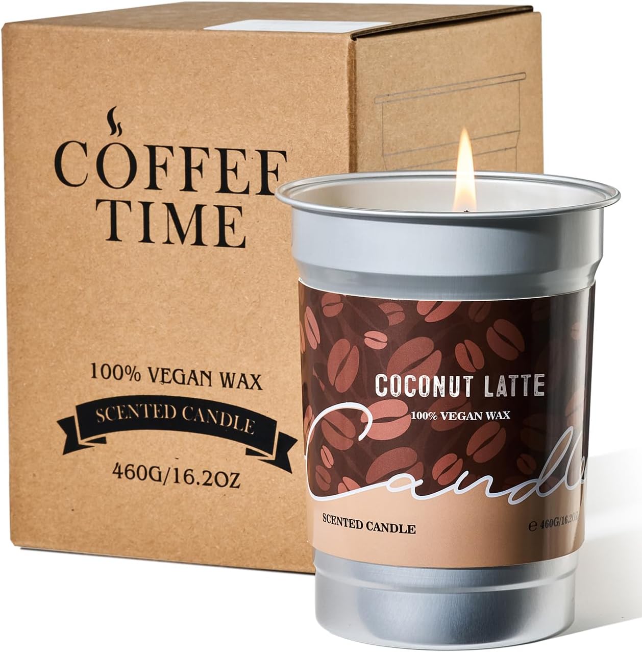 M&SENSE Coconut Latte Scented Candle, Soy Wax, 16.2oz | 100 Hours Long Lasting, Clean Burn, Non-Toxic, Relaxing Aromatherapy