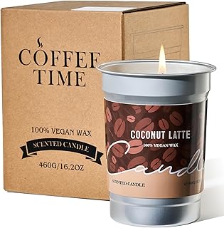 M&SENSE Coconut Latte Scented Candle, Soy Wax, 16.2oz | 100 Hours Long Lasting, Clean Burn, Non-Toxic, Relaxing Aromatherapy