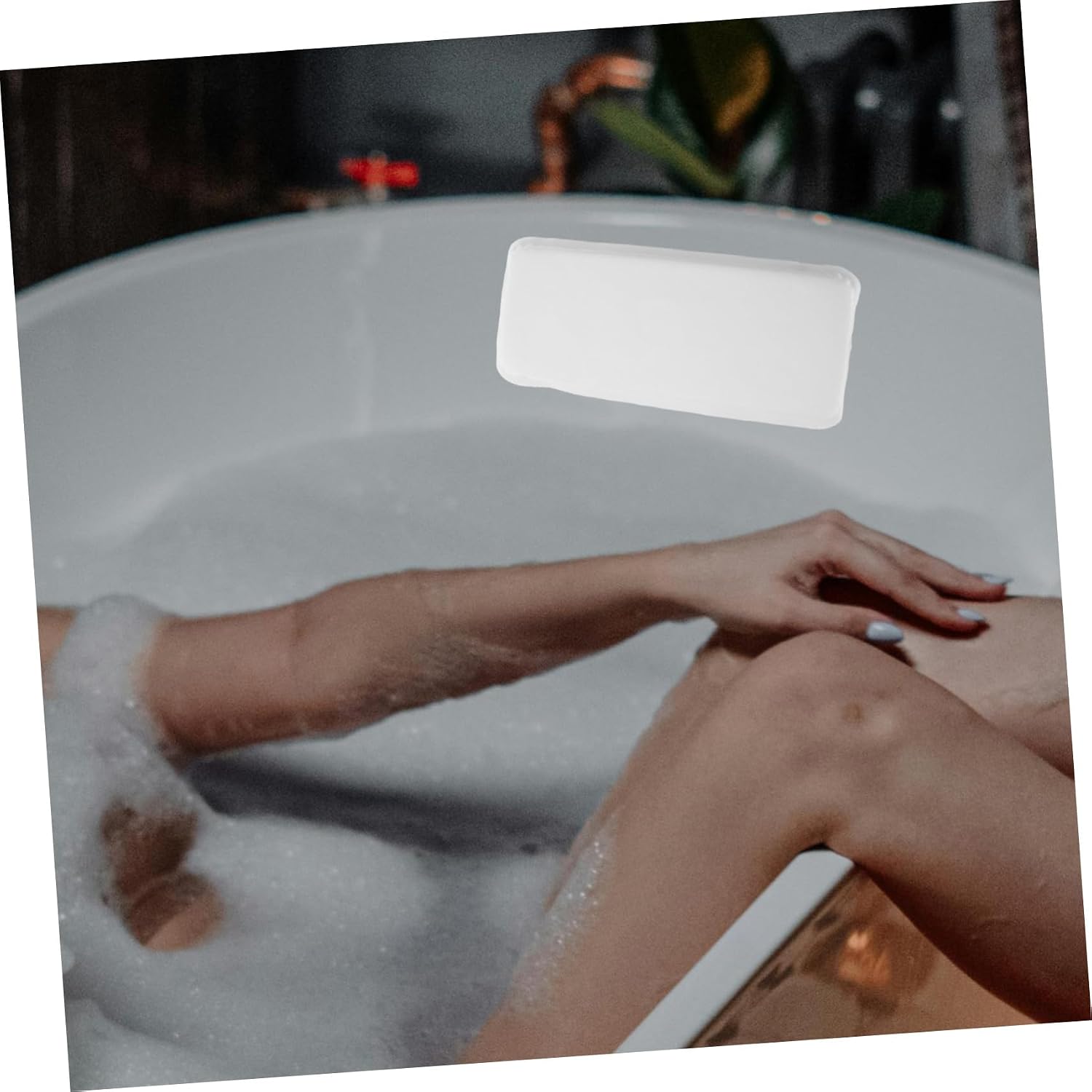 Healeved Waterproof Sponge Bath Pillow with Suction Cups for Neck Shoulder Head Support Comfortable Bathtub Cushion 14.96X7.08X1.77In Spa Bath Accessory