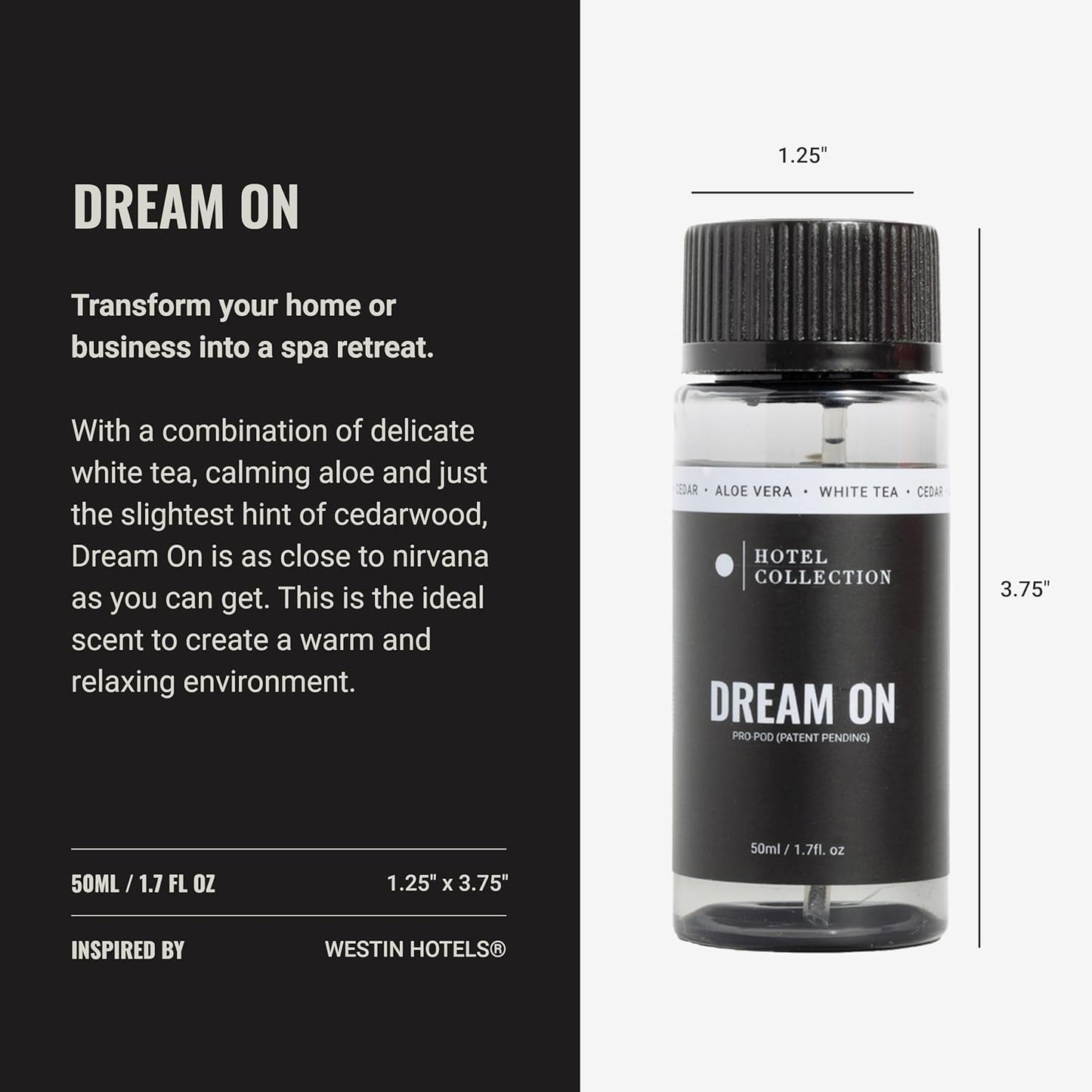 Hotel Collection Diffuser Oil-Dream On Pro-Pod-Aromatherapy Essential Fragrance-Luxury Hotel Inspired-White Tea, Cedarwood & Amber-50ML 1.7 Fl oz