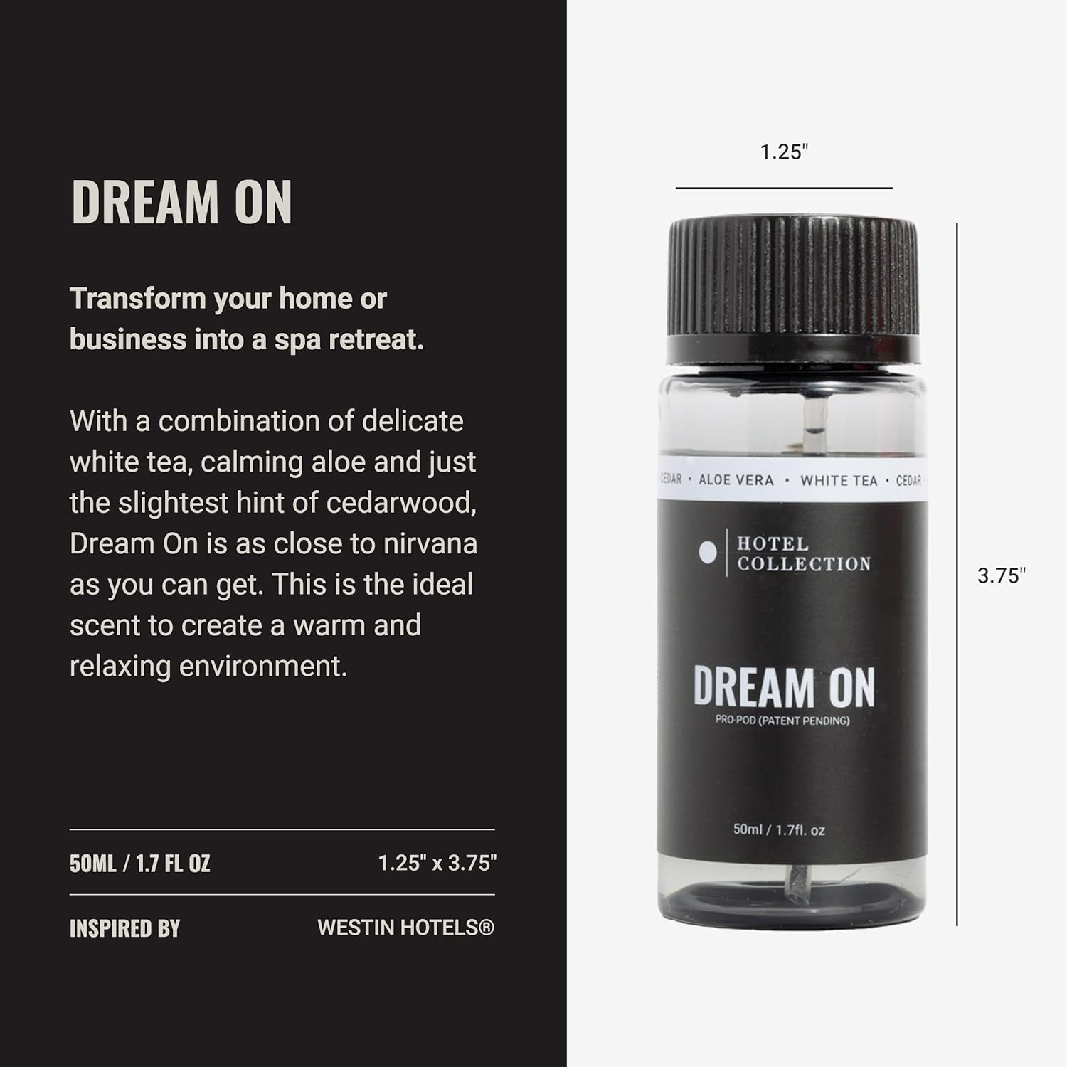 Hotel Collection Diffuser Oil-Dream On Pro-Pod-Aromatherapy Essential Fragrance-Luxury Hotel Inspired-White Tea, Cedarwood & Amber-50ML 1.7 Fl oz