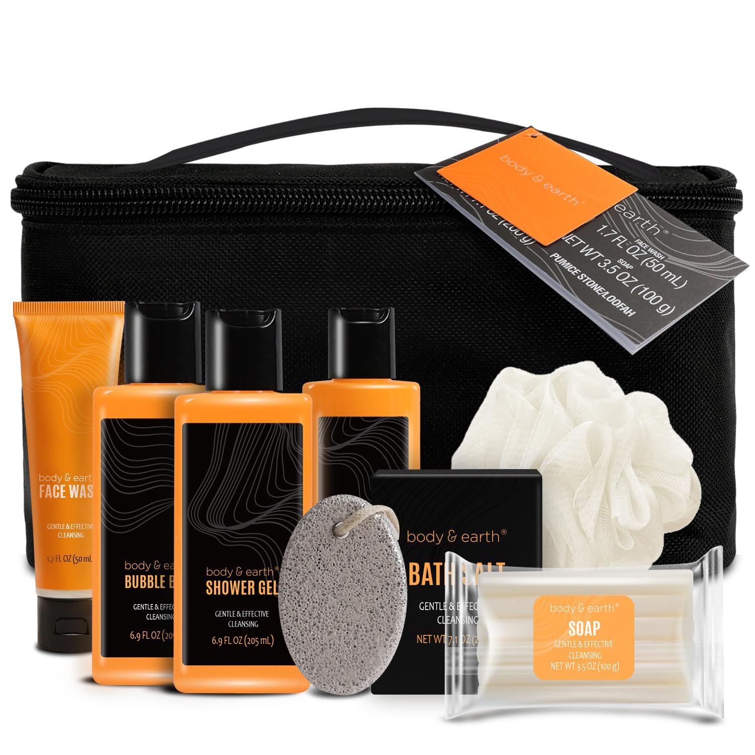 Gift Baskets for Men Bath Set Citrus Scented Mens Gift Sets with Face Wash, Shower Gel, Body Lotion, Bubble Bath, Loofah, Birthday Gift for Men, Christmas Gift for Men, Father's Day Gifts
