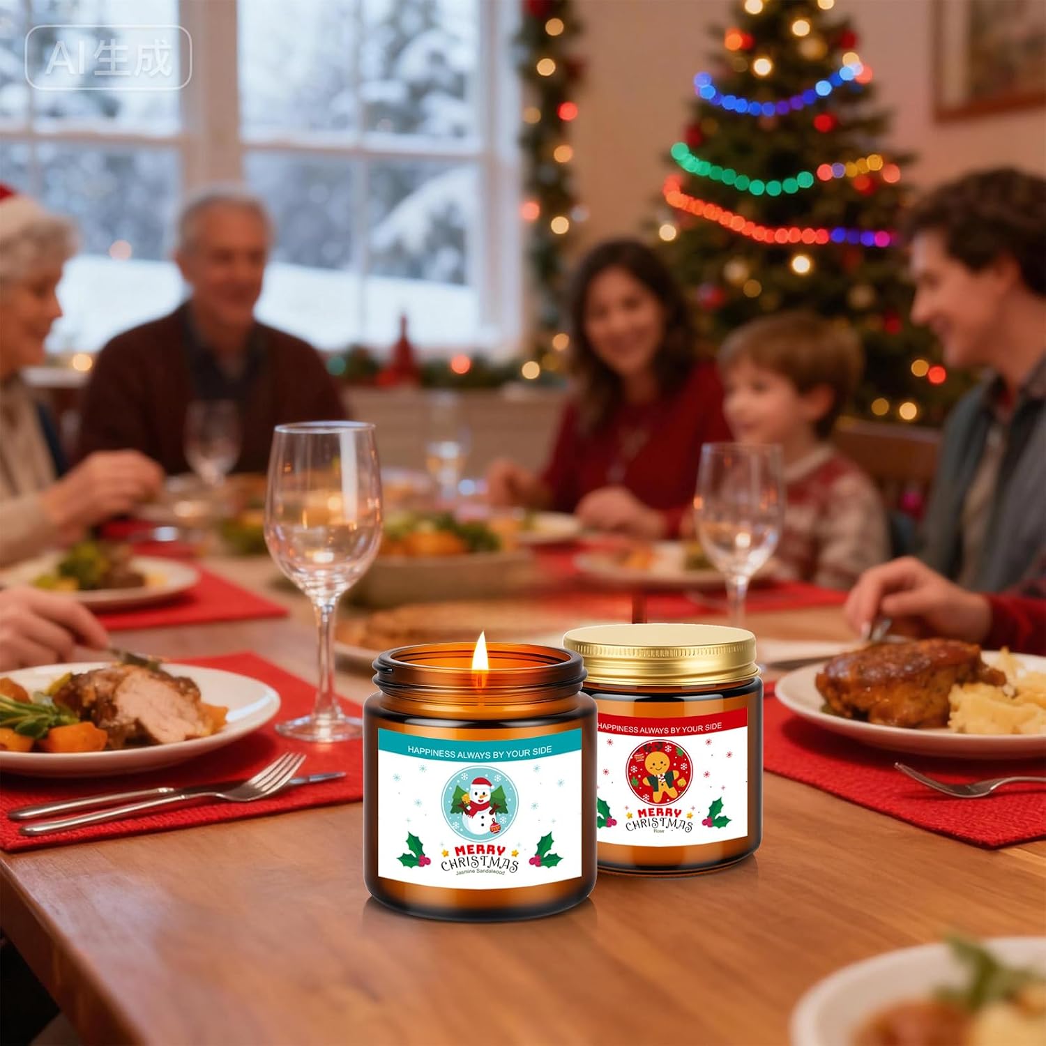 Christmas Candle Set,Scented Candles for Holiday,4 Pack Natural Soy Candles for Home Scented,Christmas Gifts for Women and Men,Scents of Christmas Tree/Cookies/Spices/Flower