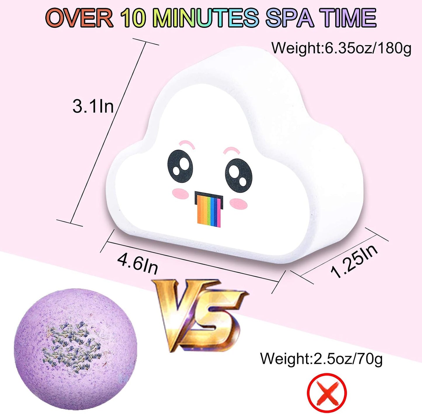 Rainbow Bath Bomb Gift Set, Organic & Natural Rainbow Cloud SPA Bath Bombs for Aromatherapy Relaxation Soak to Moisturize Skin, for Christmas Gifts for Women and Kids