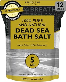 Aromasong Dead Sea Bath Salt - 100% Pure & Natural Dead Sea Salts for Soaking Fine Grain 5 LB - Bulk Resealable Pack - Used for Body wash Scrub - Soak for Women & Men.