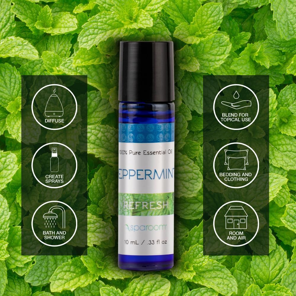 SpaRoom Aromatherapy 100% Pure Essential Oil Blends for Diffusers and Air Freshners, Refresh Peppermint, 10 mL