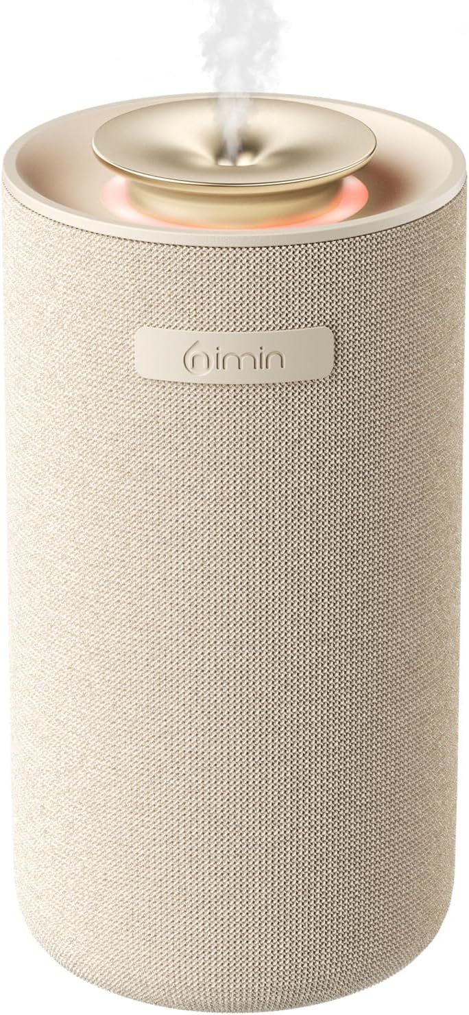 Waterless Essential Oil Diffuser for Home & Car, Cordless Portable Diffuser with Auto Start-Stop, 2-in-1 Mode & Adjustable Scent, Fits 5/10/15ml Bottles, Rechargeable Car Diffuser, Cream