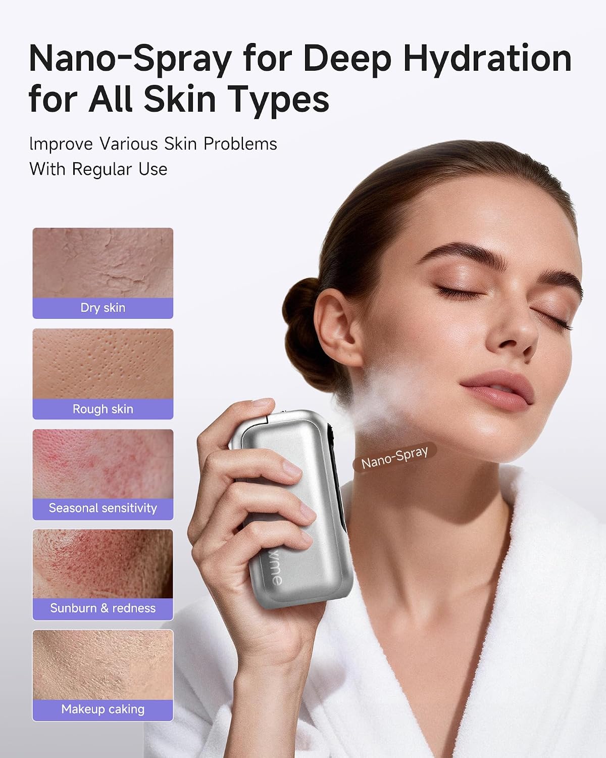 Nano Mister, Face Mister with Smart Visible Screen & App Control, inewme NanoHydra Pro Facial Sprayer, 10μm Micro Mist, Dual Air Pump, USB Rechargeable, Portable for Dry Skin & Makeup Hydration