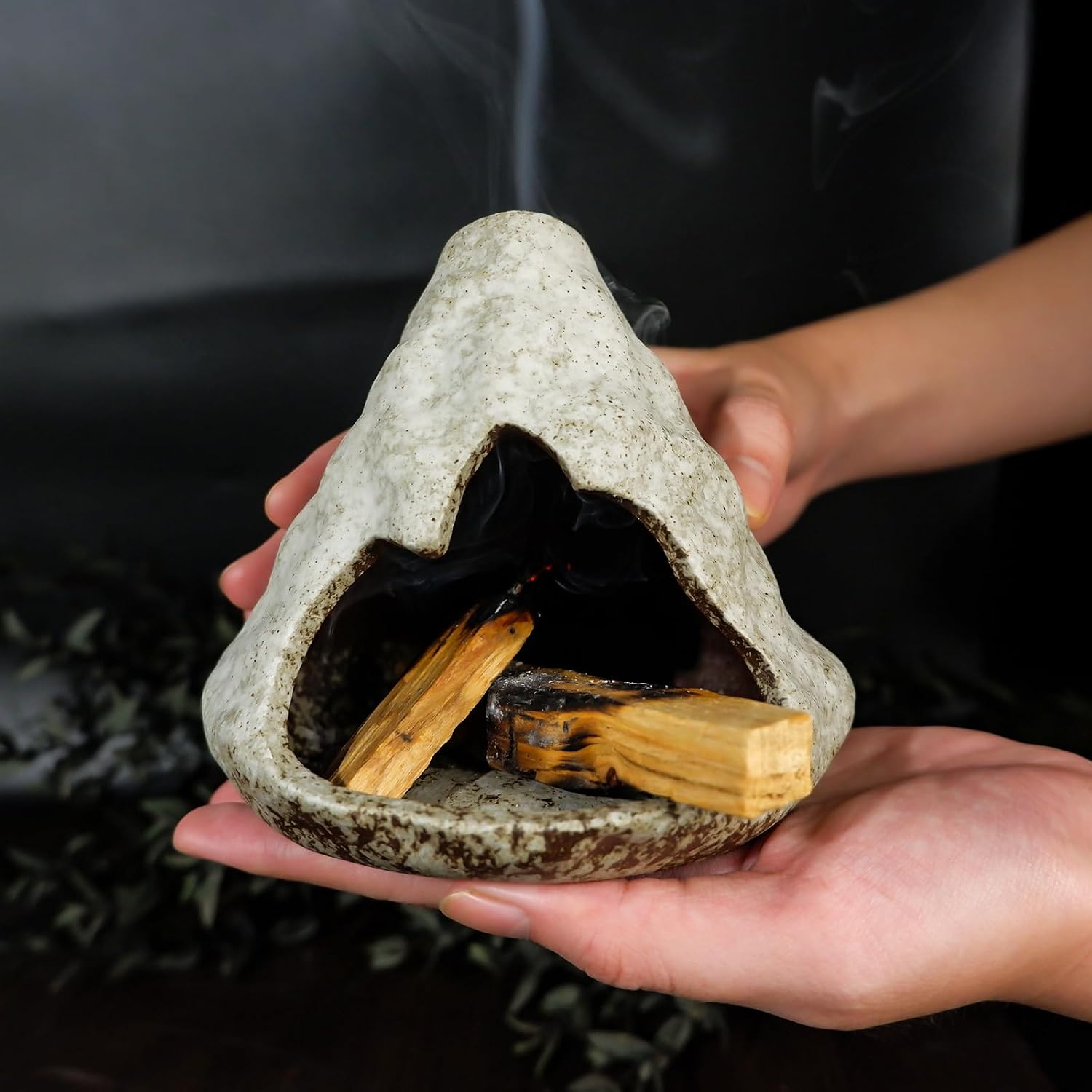 MOUGIGI Pure White Zongzi Palo Santo Holder – Elegant Sage Cone Incense Dish for Zen Meditation & Energy Cleansing – Ideal for Aromatherapy, Stress Relief, and Mindfulness Decor Gifts.
