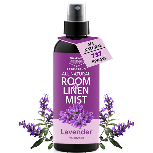 Aromasong All-Natural Extra Strength Lavender Spray for Sleep - Room & Linen Spray for Pillows and Sheets 4 Fl Oz.