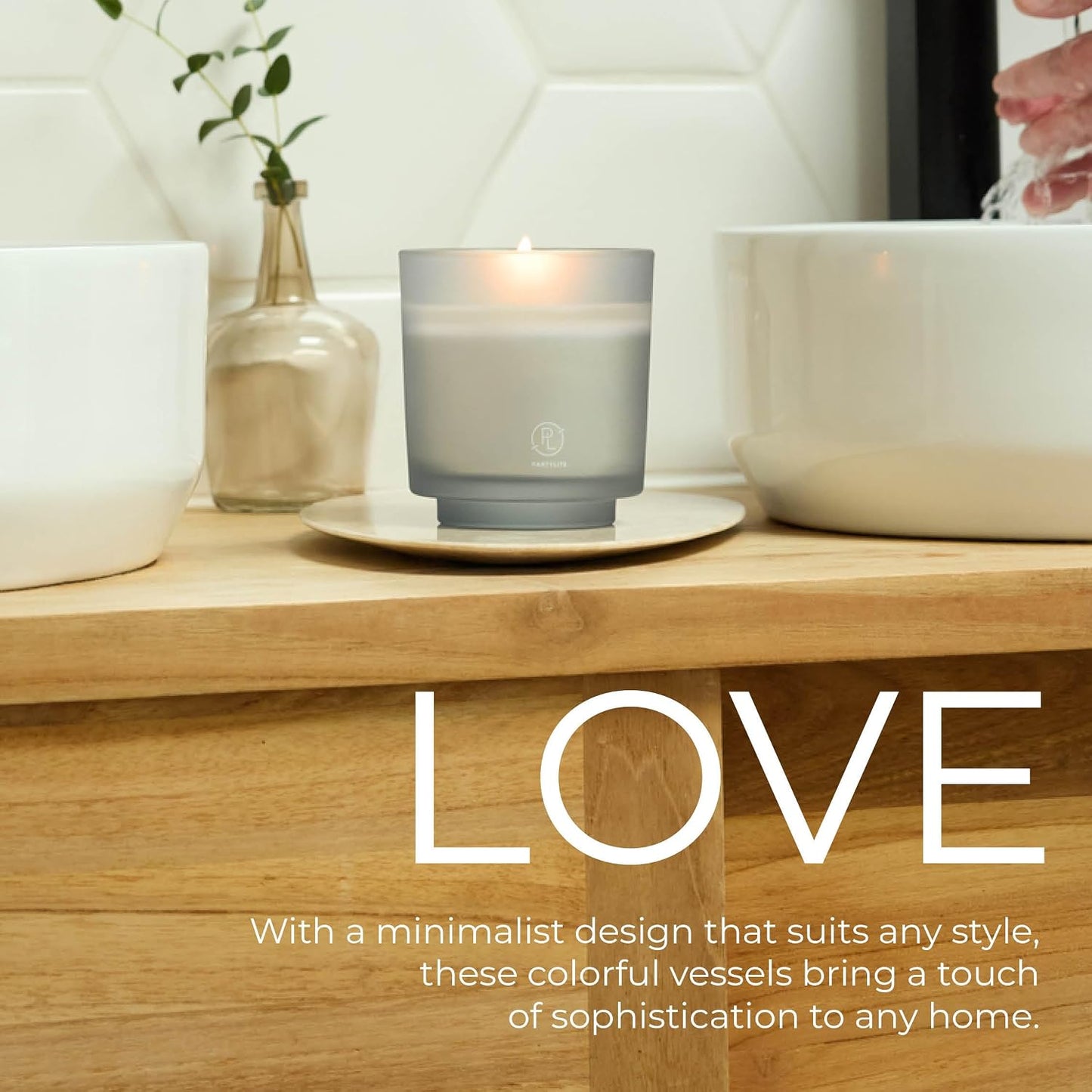PartyLite Ocean Lavender Scented Candle Refill, Notes of Vanilla Sea Salt, Driftwood, Sea Moss, Patchouli & Eucalyptus, 10oz 1-Wick Aromatherapy, 40 Hours of Luxury Fragrance, Sustainable Soy Wax