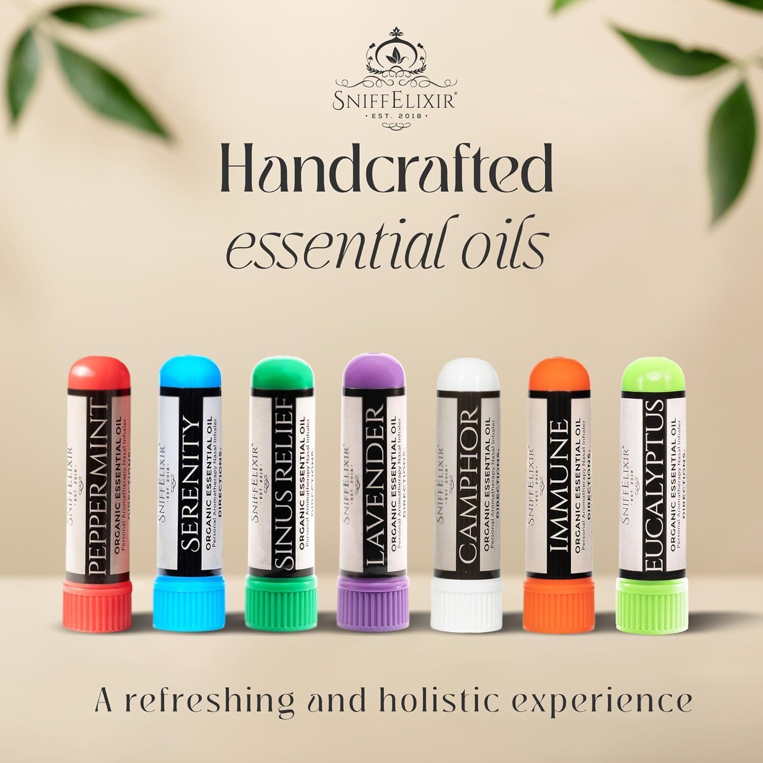 Peppermint Oil Aromatherapy Nasal Stick Vapor Inhaler for Migraine Relief - Nausea & Motion Sickness, USA Made with Organic Essential Oils, Tension Headache