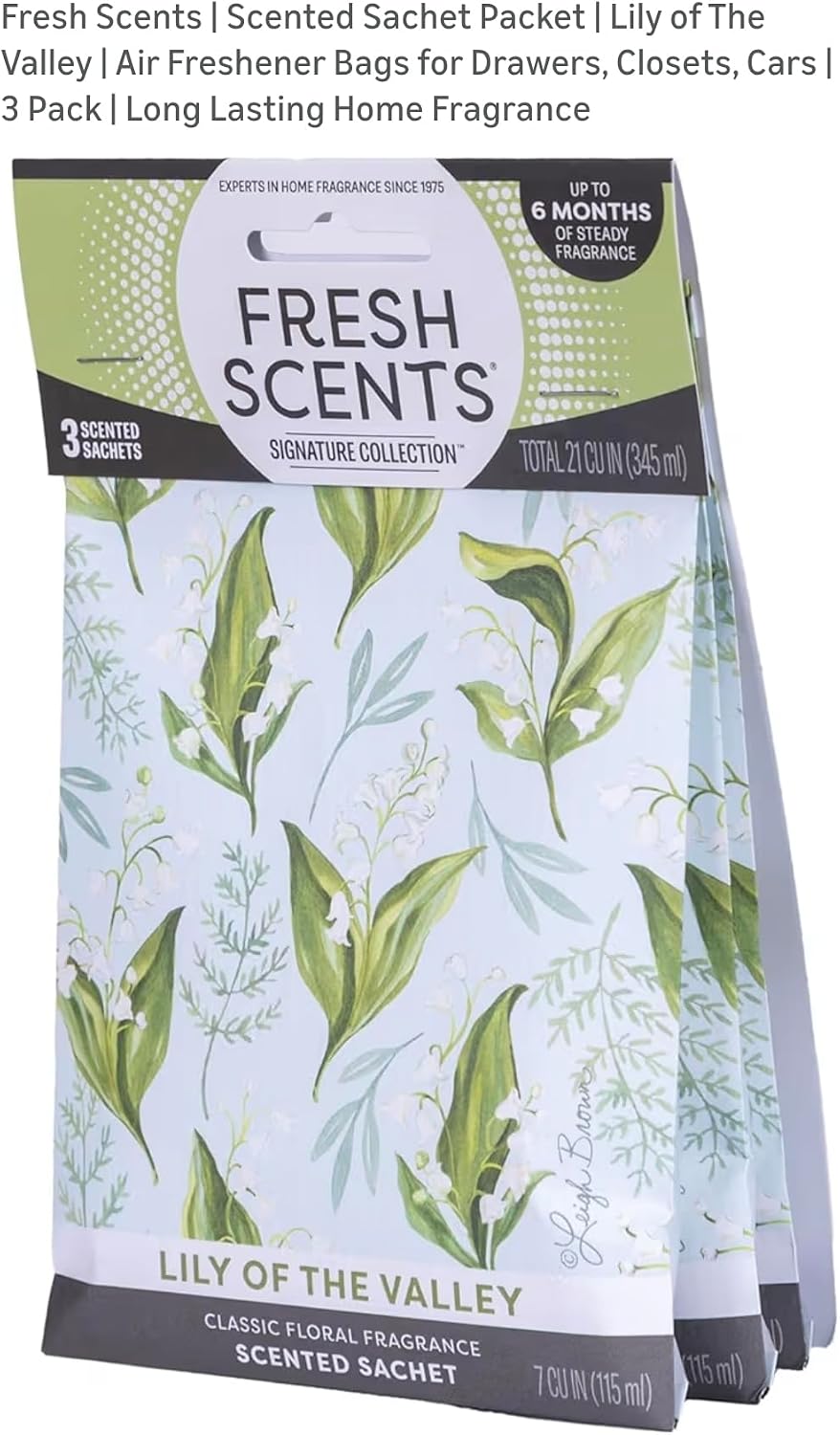 Fresh Scents Scented Sachets - Lily of the Valley, Lot of 6
