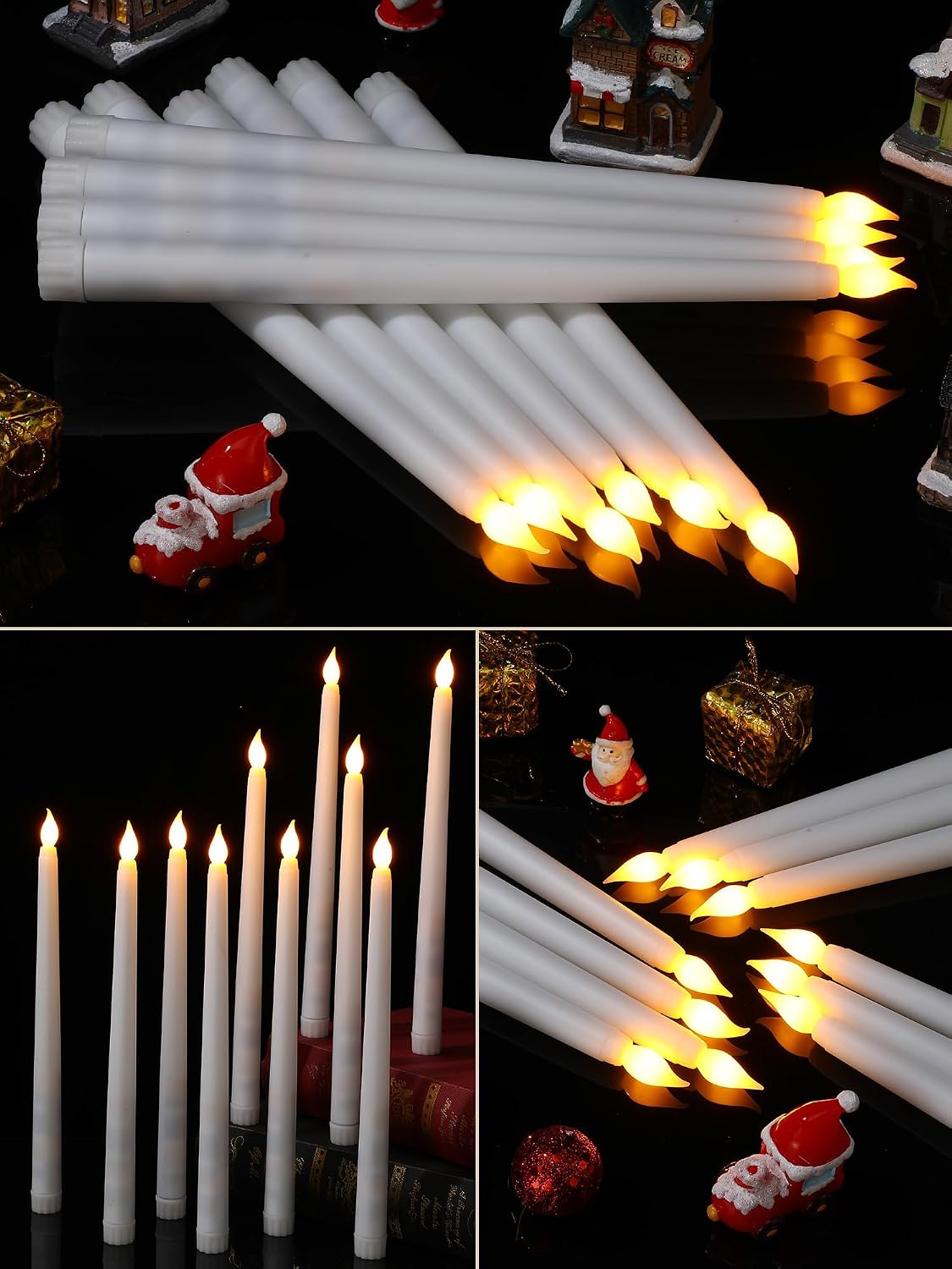 Funtery 48 Pcs Flameless LED Taper Candles Battery Operated Candles Bulk Realistic LED Candlesticks Flickering for Wedding Church Graduation Party Home Decor(White,Classic Style)