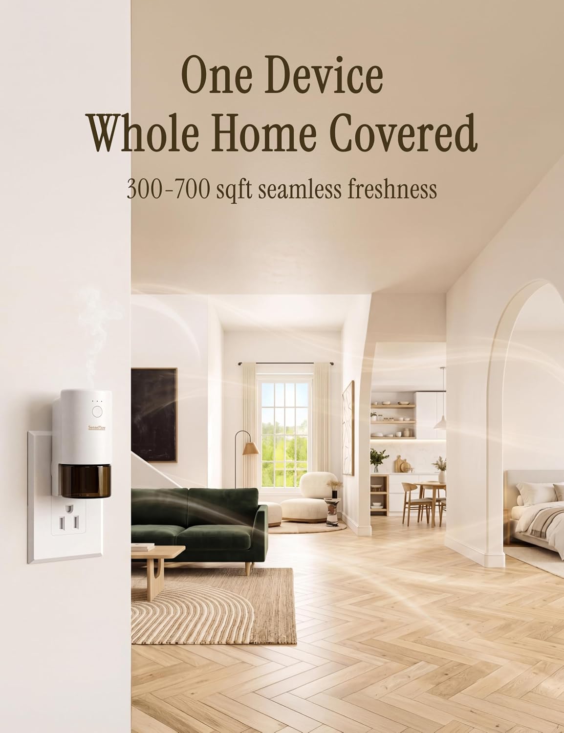 Essential Oil Diffuser for Home, Waterless Aromatherapy Diffuser SF101 Pro, Plug in Room Scent with 120-Day Natural Aroma, Covers 1000 Sq Ft – Free 30ml Blue Gum Eucalyptus
