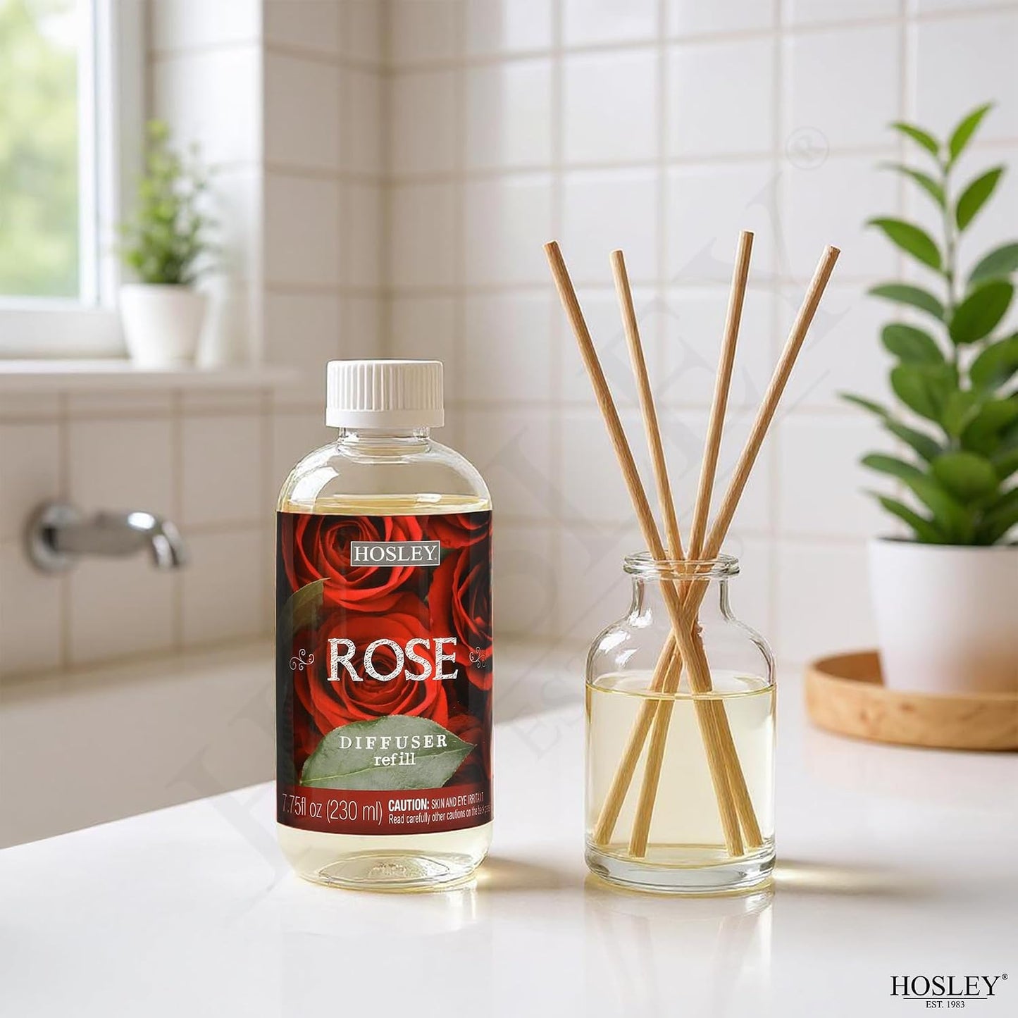 Hosley Set of 2 Premium Rose Diffuser Refills Oil 230 Milliliters Each Ideal Gift for Weddings Spa Reiki Meditation Settings