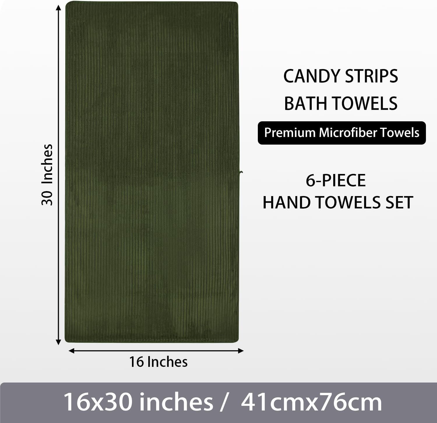 6 Pack Microfiber Hand Towels Set, 16 x 28 Inches, Ultra Soft & Highly Absorbent, Quick Dry Towels for Bathroom with Hanging Loop, Gym, Hotel and Spa(Olive Green)
