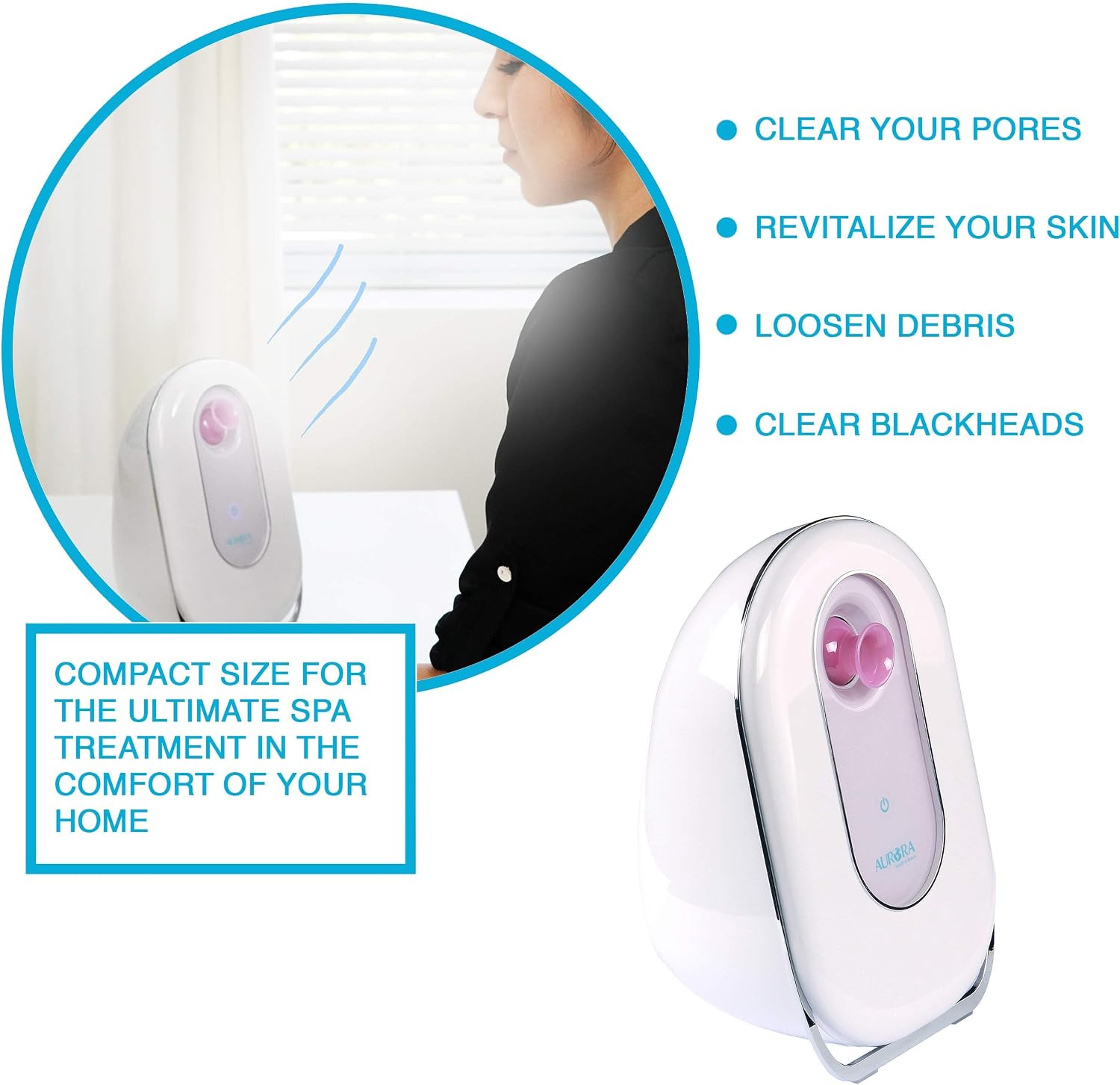 Ionic Facial Steamer – Deep Pore Cleaning & Hydration, Portable Travel Size with Adjustable Nozzle, Spa Quality Skincare Tool for Acne Care, Blackheads & Collagen Boost