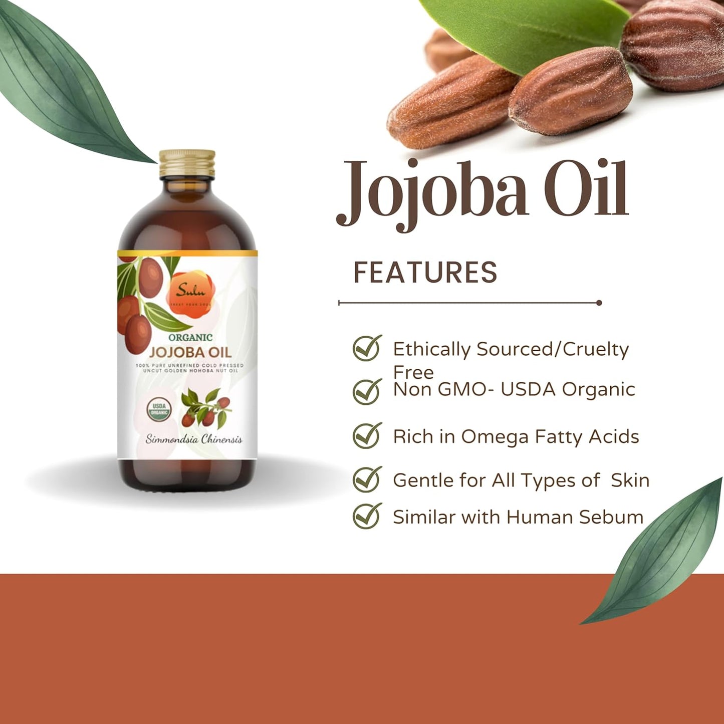 SULU Certified Organic Cold Pressed Unrefined Raw Uncut Golden Jojoba Oil- 1 Gallon/128 fluid ounces