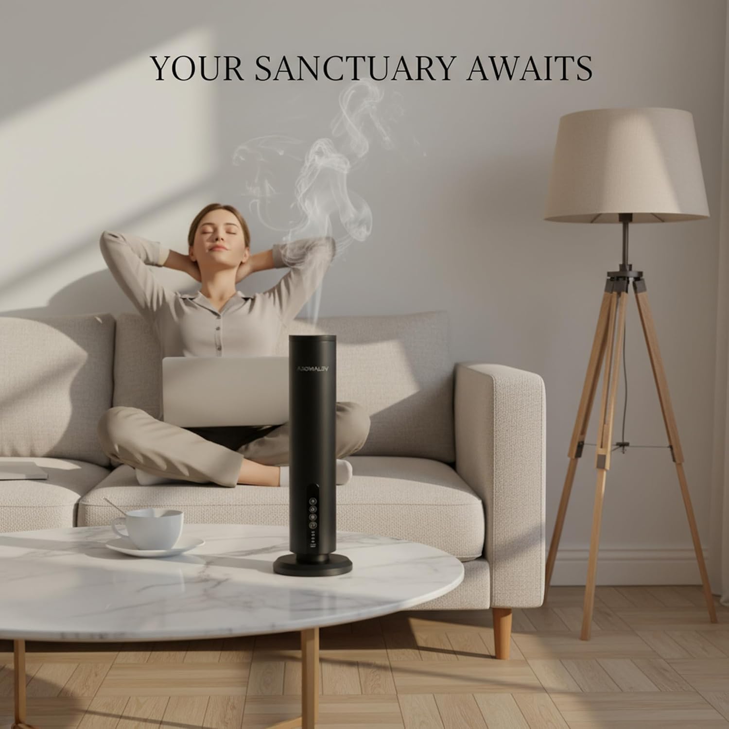 Waterless Nebulizing Essential Oil Diffuser – Wireless Rechargeable Bluetooth App Control – Cold Air Aromatherapy Scent Machine for Large Rooms, Home, Office & Spa – Quiet & Portable, Black