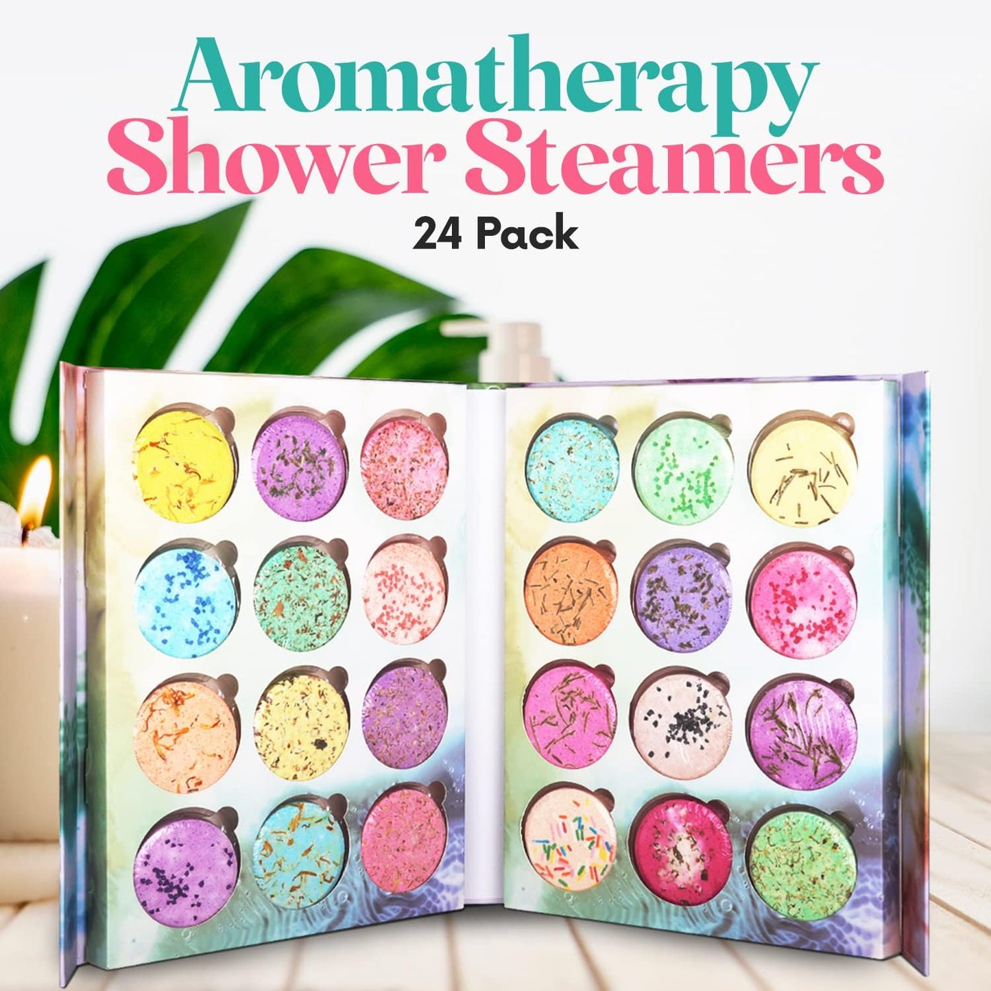 24-Pack Shower Steamer - Aromatherapy Shower Steamer Tablets with Pure Essential Oils and Sea Salt - Natural Vaporizing Shower Tablets Bath Gift Set