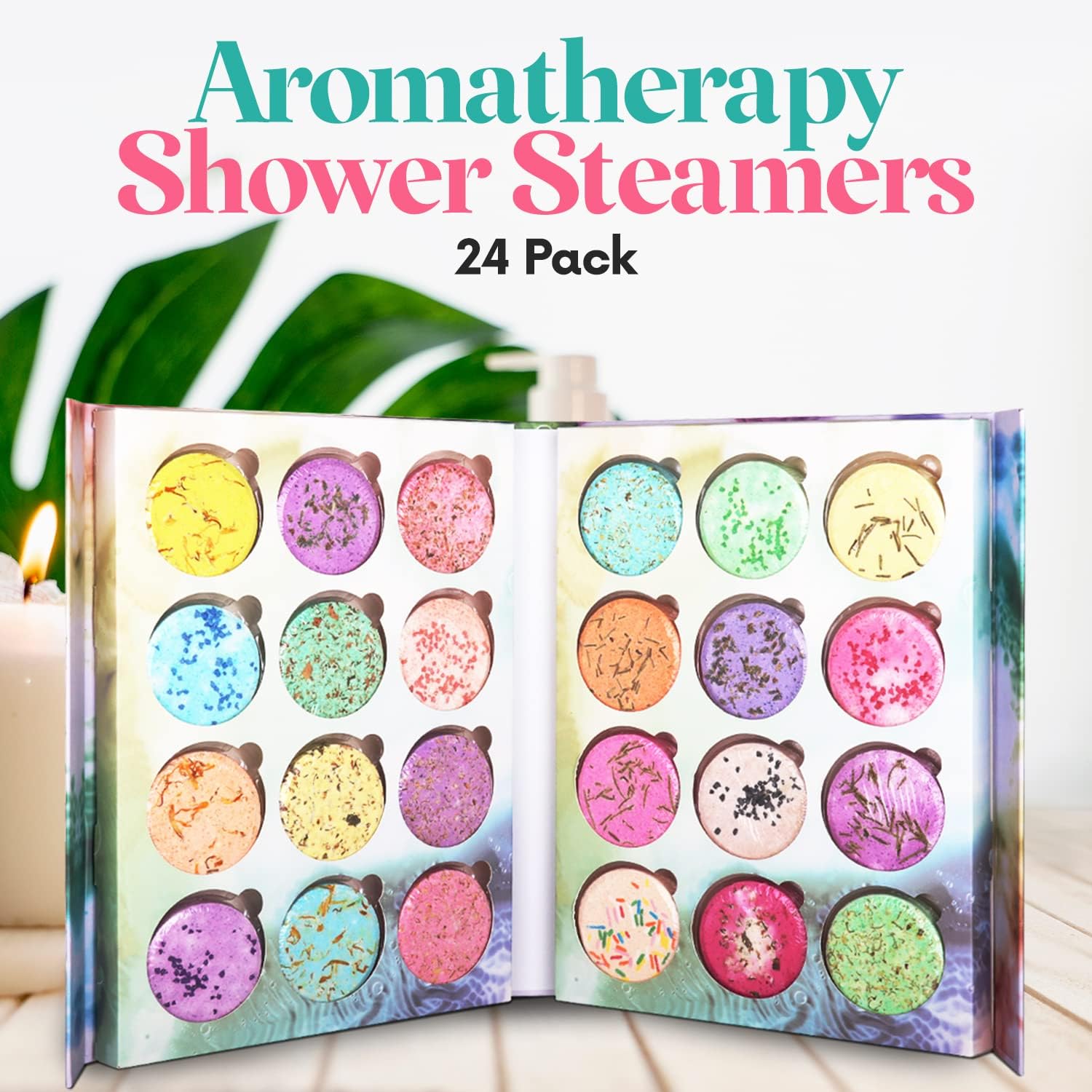 24-Pack Shower Steamer - Aromatherapy Shower Steamer Tablets with Pure Essential Oils and Sea Salt - Natural Vaporizing Shower Tablets Bath Gift Set