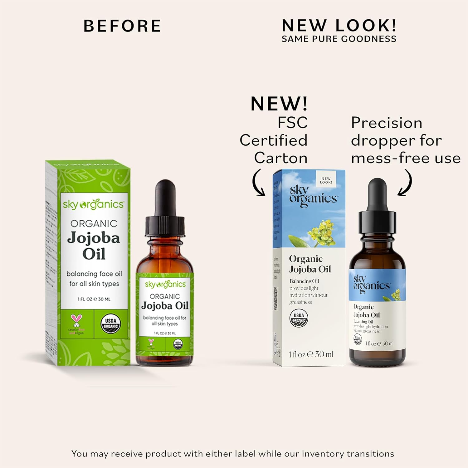 Sky Organics Organic Jojoba Oil for Face, Balancing Oil for Light Hydration & Helps Reduce Excess Oiliness, Suitable For Oily, Combination and Blemish-Prone Skin, 100% Pure & Cold-Pressed, 1 fl oz