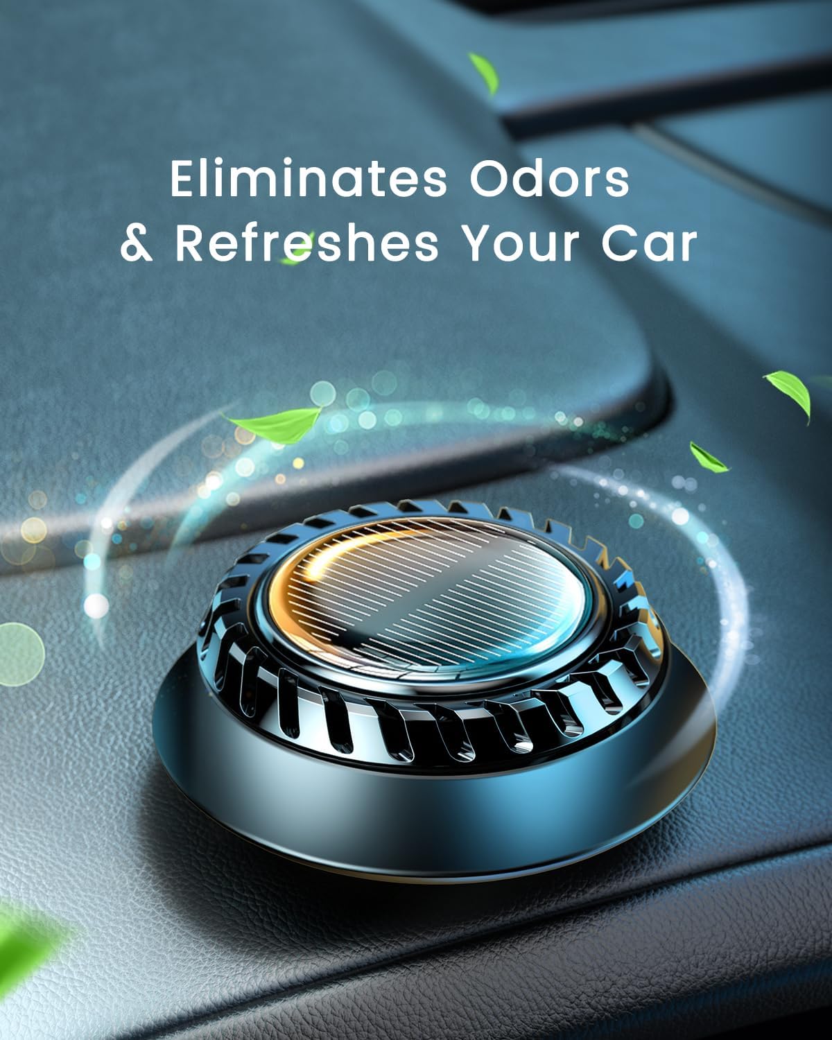 CAFELE Solar-Powered Car Aromatherapy Diffuser, DIY Essential Oil Car Freshener, Rotating Auto Air Freshener No Oil Included, Universal Car Dashboard Decoration & Odor Eliminator