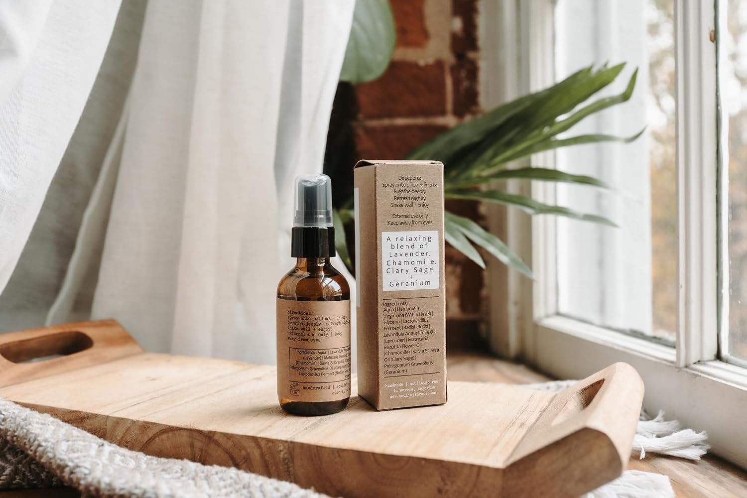 Soulistic Root Relaxing Pillow Mist | Lavender Chamomile Linen Room Spray for Pillows, Bedding and Linens, Botanical Home Fragrance in Glass Bottle (2 oz)