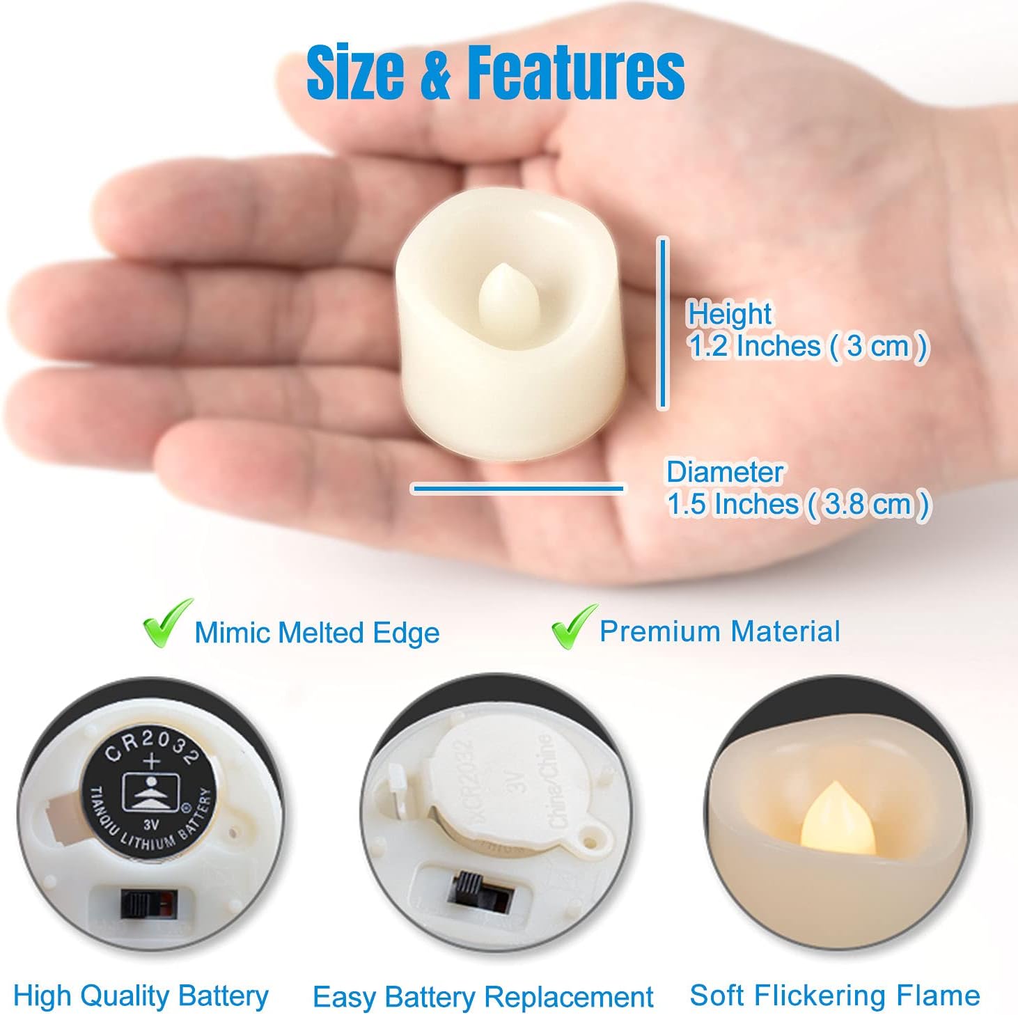 24 PCS LED Flameless Flickering Tea Lights Votive Candle Battery Operated/Electric Flicker LED Tealight Bulk Fake Candles for Halloween Christmas Wedding Party Decorations (Warm White)