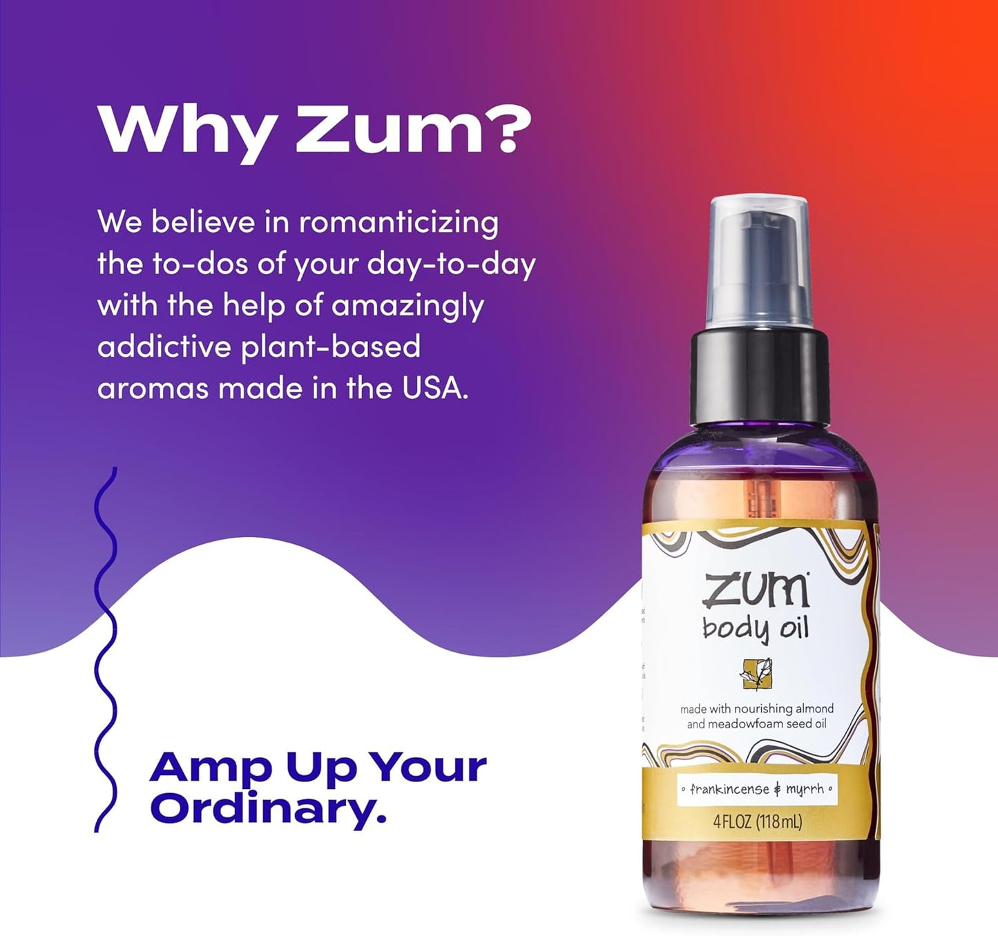 Indigo Wild Zum Frankincense & Myrrh Body Oil - Nourishing Body Massage Oil for Massage Therapy & Hydration - Nourishing, Vegetarian Massaging Oil with Sweet Almond Oil - 4 fl oz