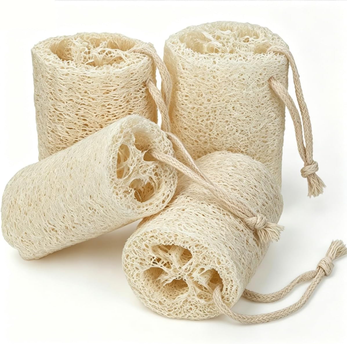 pisdoplop Natural Loofah Exfoliating Body Sponge Scrubber, 4 inch-Long Organic Loofa Luffa Plant-Based for Men & Women Skin Care Bath Shower Cleaning, Natural Sponges for Dishes