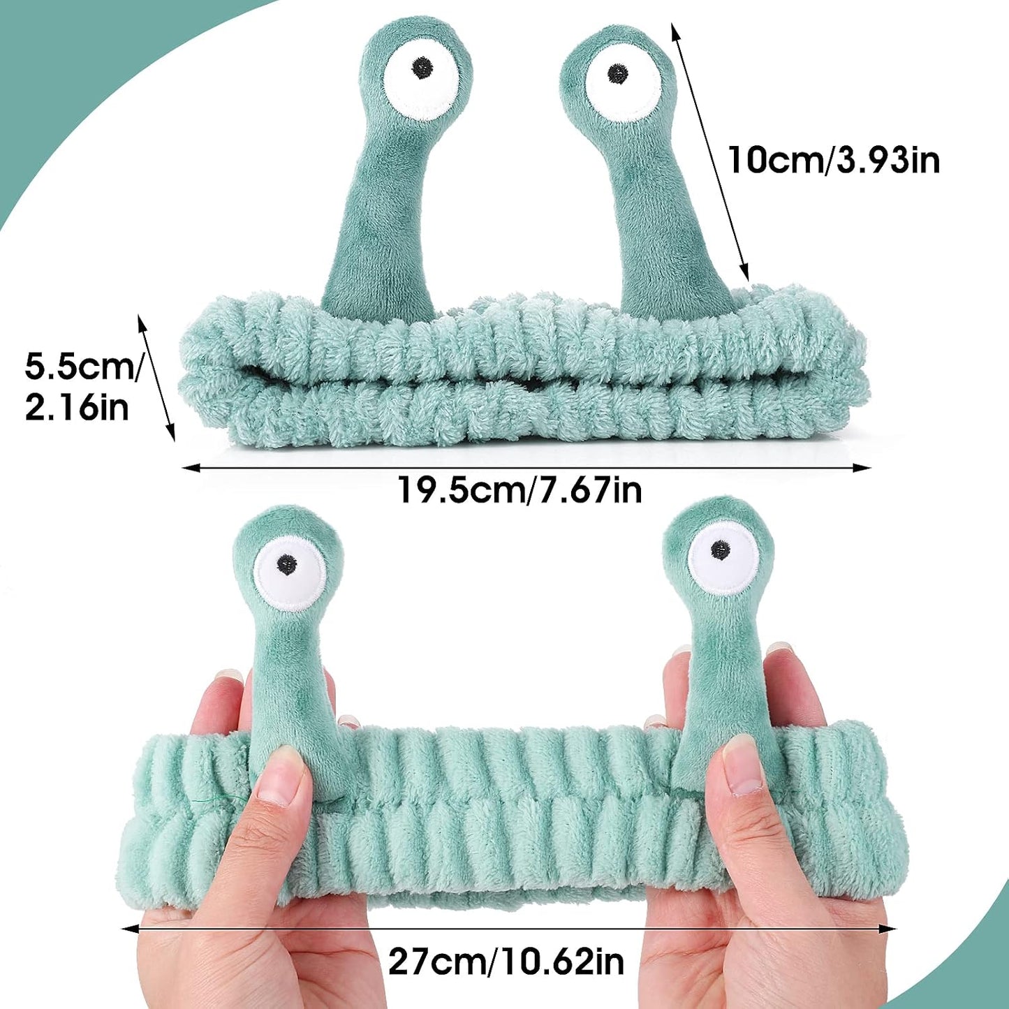WLLHYF Spa Headband Facial Makeup Head Band Microfiber Soft Coral Fleece Head Wraps Snail Cartoon Cute Christmas Hair Accessories Elastic Skincare Hair Band for Women Girls Washing Face Beauty