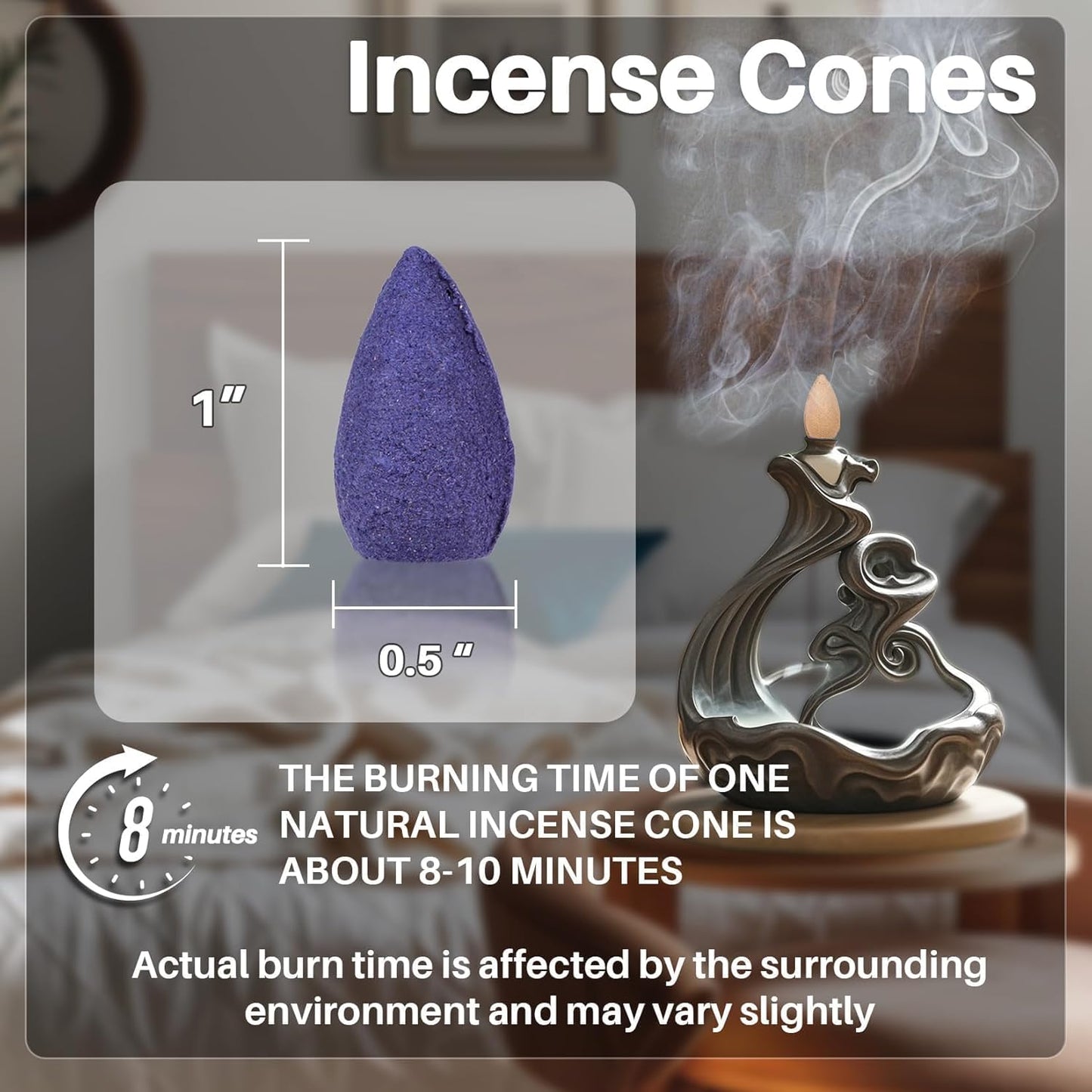 108 PCS Backflow Incense Cones for Waterfall - Waterfall Scented Cone Incense Backflow Smoke Burning Inscents-Cones Bulk 6 Different Scented Incense Cone Match Waterfall Incense Burner Exclude